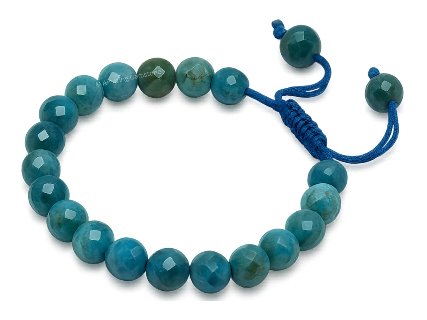 Amazing Gemstone Apatite Bracelet for Women - Chakra Mens Bracelet Protection Crystals and Healing Stones - Faceted Beaded Blessing Bracelet Spiritual Meditation Gift Christmas Stocking (Adjustable)