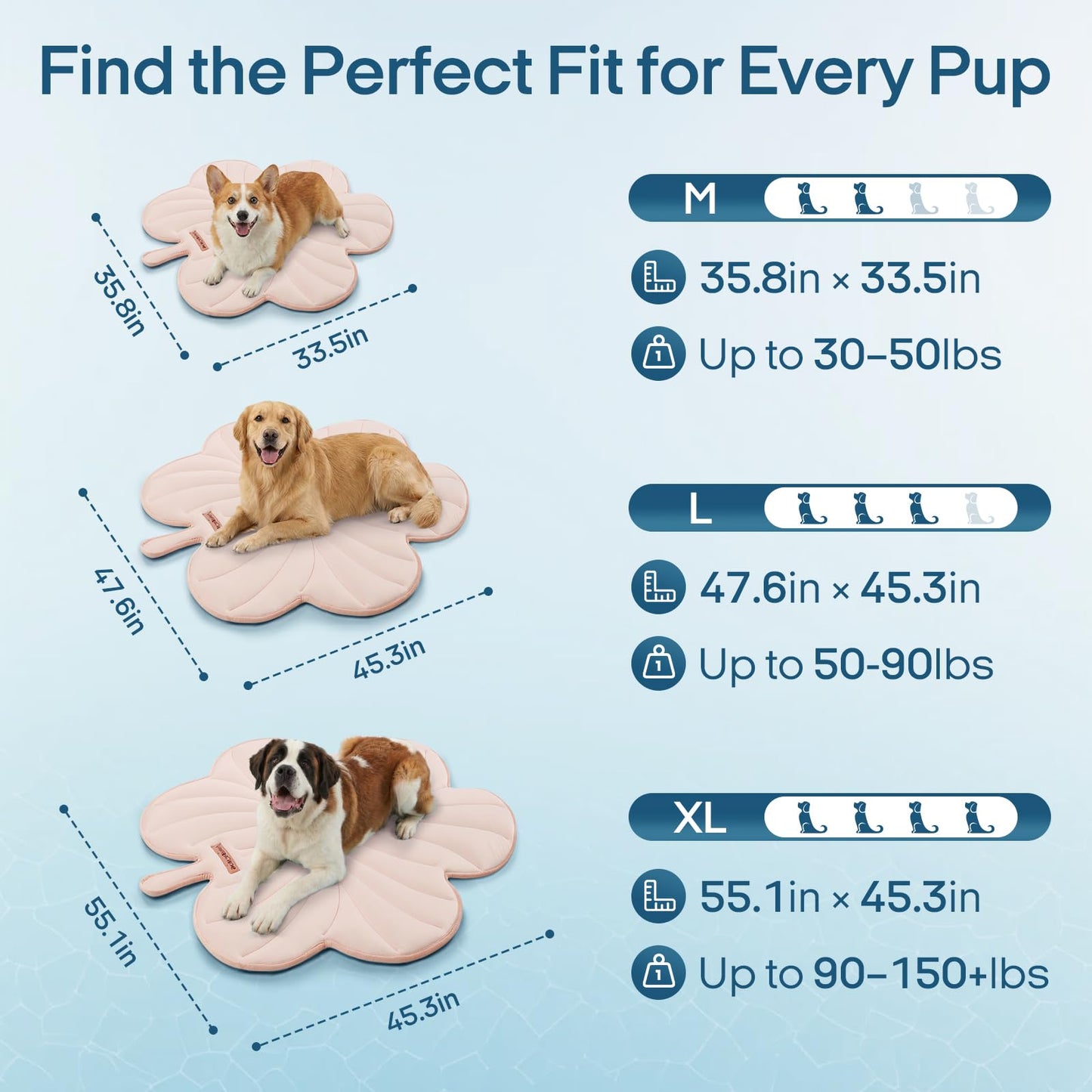 Vagascape Dog Cooling Mat, Washable Pet Cooling Mat, 35" x 33" Thick & Durable Large Cooling Mat for Dogs, Portable Foldable Premium Cooling Pad for Indoor, Outdoor, Travel, Camping, Patio and Beach