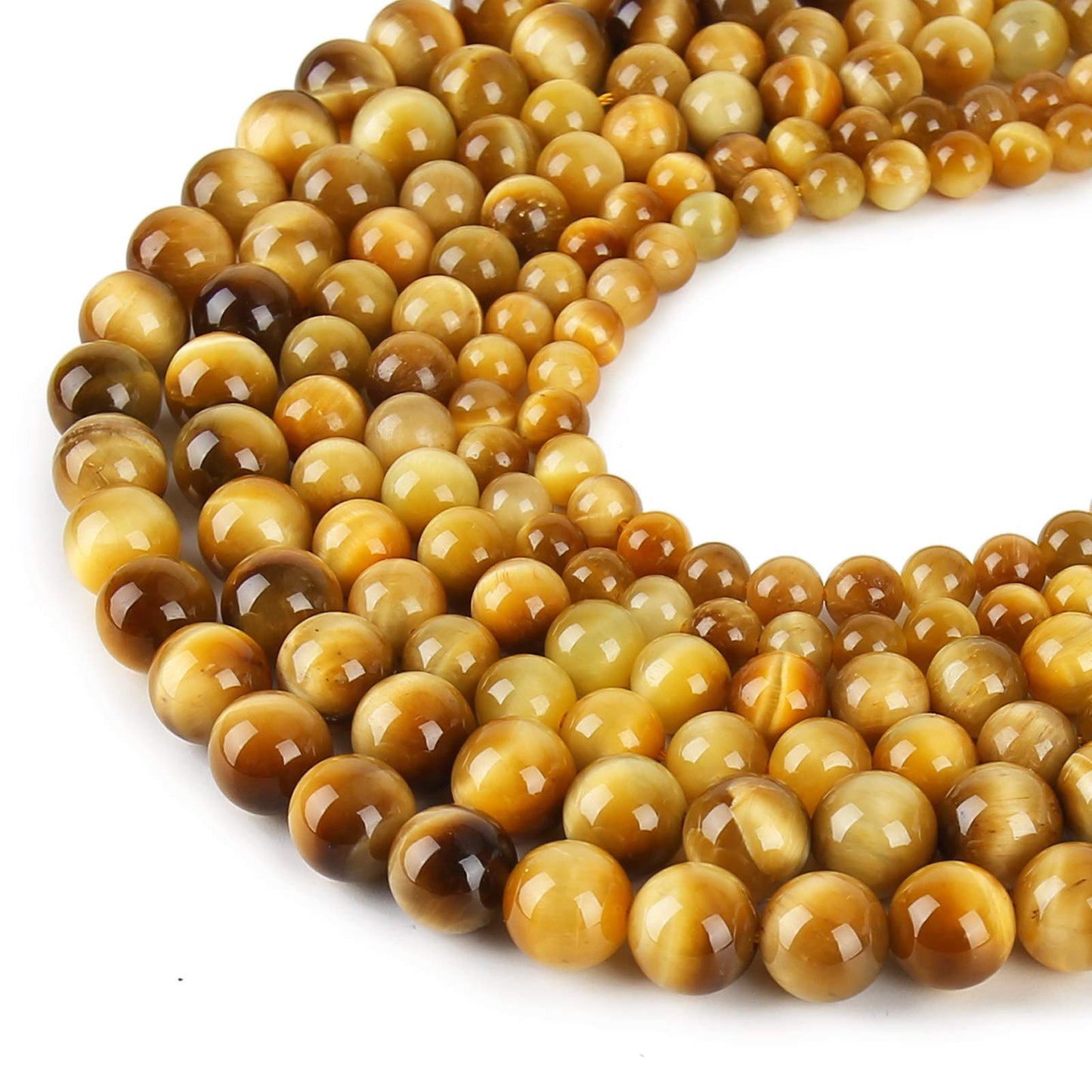 Natural Honey Gold Tiger Eye Beads, Grade AAA Gemstone Round Loose Beads 10MM 40PCs Bulk Lot Options, Semi Precious Stone Beads for Jewelry Making