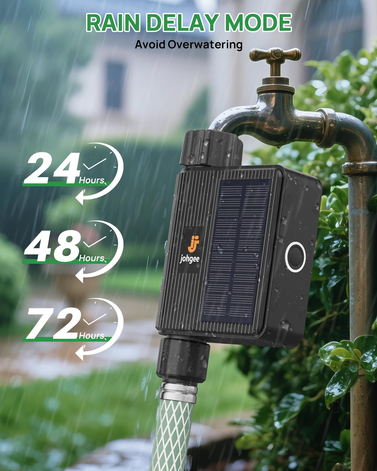 Solar Smart WiFi Sprinkler Timer, WiFi Water Timer for Garden Hose with Rain Delay/Manual/Automatic, Alexa & Smart Life App, Solar Irrigation Sprinkler Controller for Lawns Yard