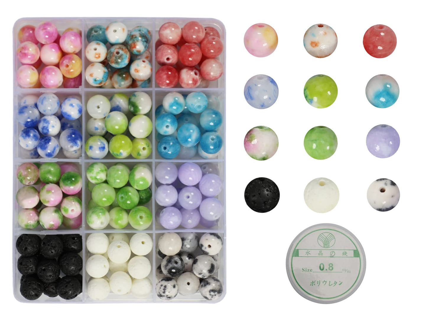 ZHFMLY 10mm Natural Gemstone Persian Jades Stone Beads 180pcs Assortment Crystal Energy Smooth Round Loose Beads for Necklace, Bracelet & DIY Jewelry Making Chakra Energy Craft Supplies