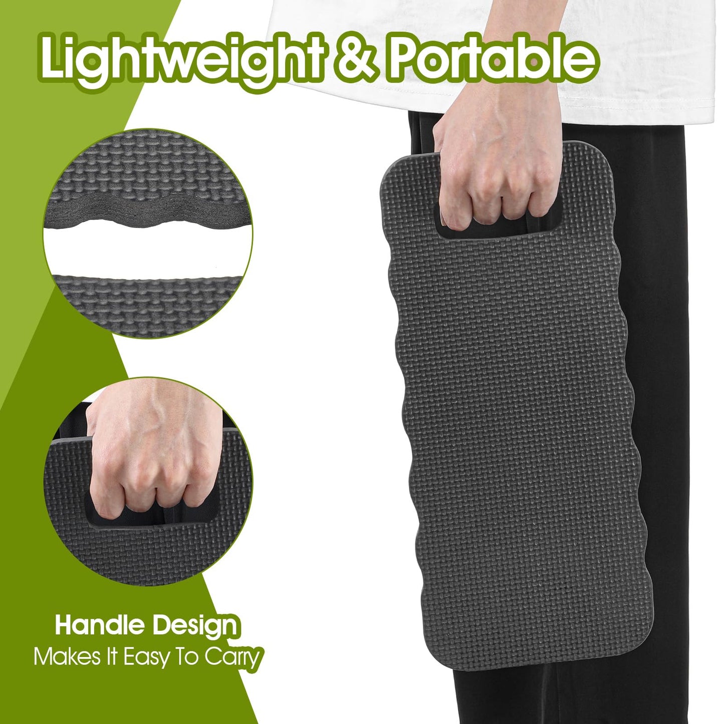 PercyEffie 6 PCS Gardening Kneeling Pad, Thick Knee Mat Waterproof Foam Knee Pads Kneeler Mat for Long Gardening Hours,Cleaning, Yoga, Praying, Exercise 16'' x7''x 1'' Black