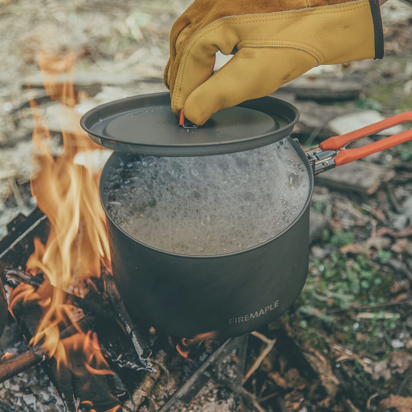Fire-Maple Feast Outdoor Camping Cookware Set, Portable Stackable Camping Pots and Pans Set with Kettle, Compact Camping Cookware Mess Kit for Hiking, Fishing and Backpacking