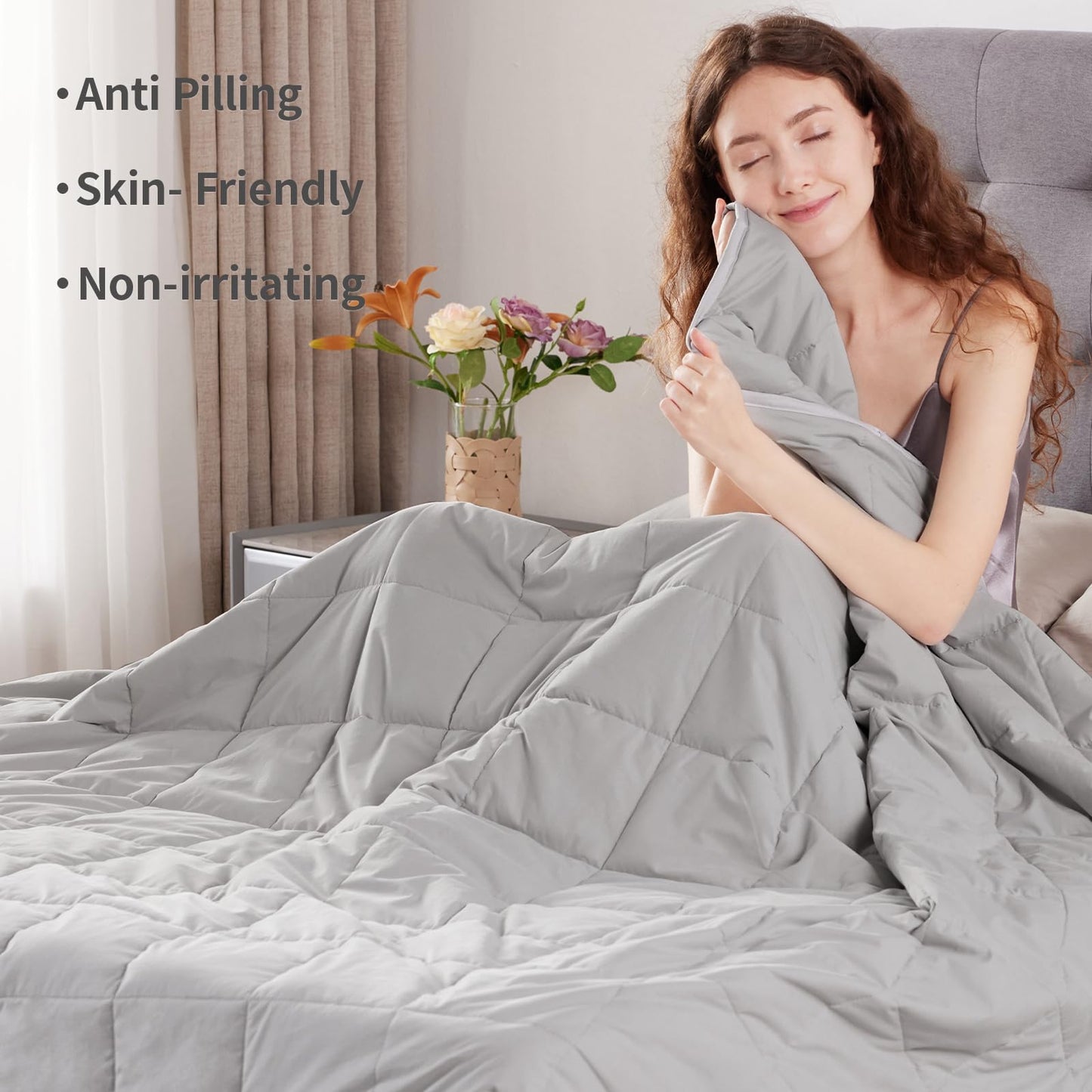 Weighted Blanket Queen Size (60"x80" 20lbs),Ultra Soft and Cozy Cooling Weighted Blanket Queen Size for Adult,Heavy Blanket with Machine Washable Soft Blanket, Stone Grey