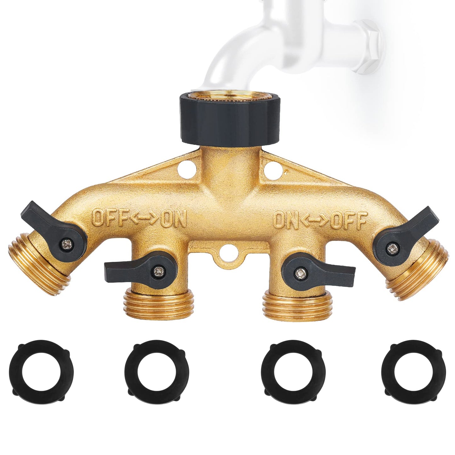 Garden Hose Splitter 4 Way Heavy Duty Brass Connector Tap Splitter (4WAY)