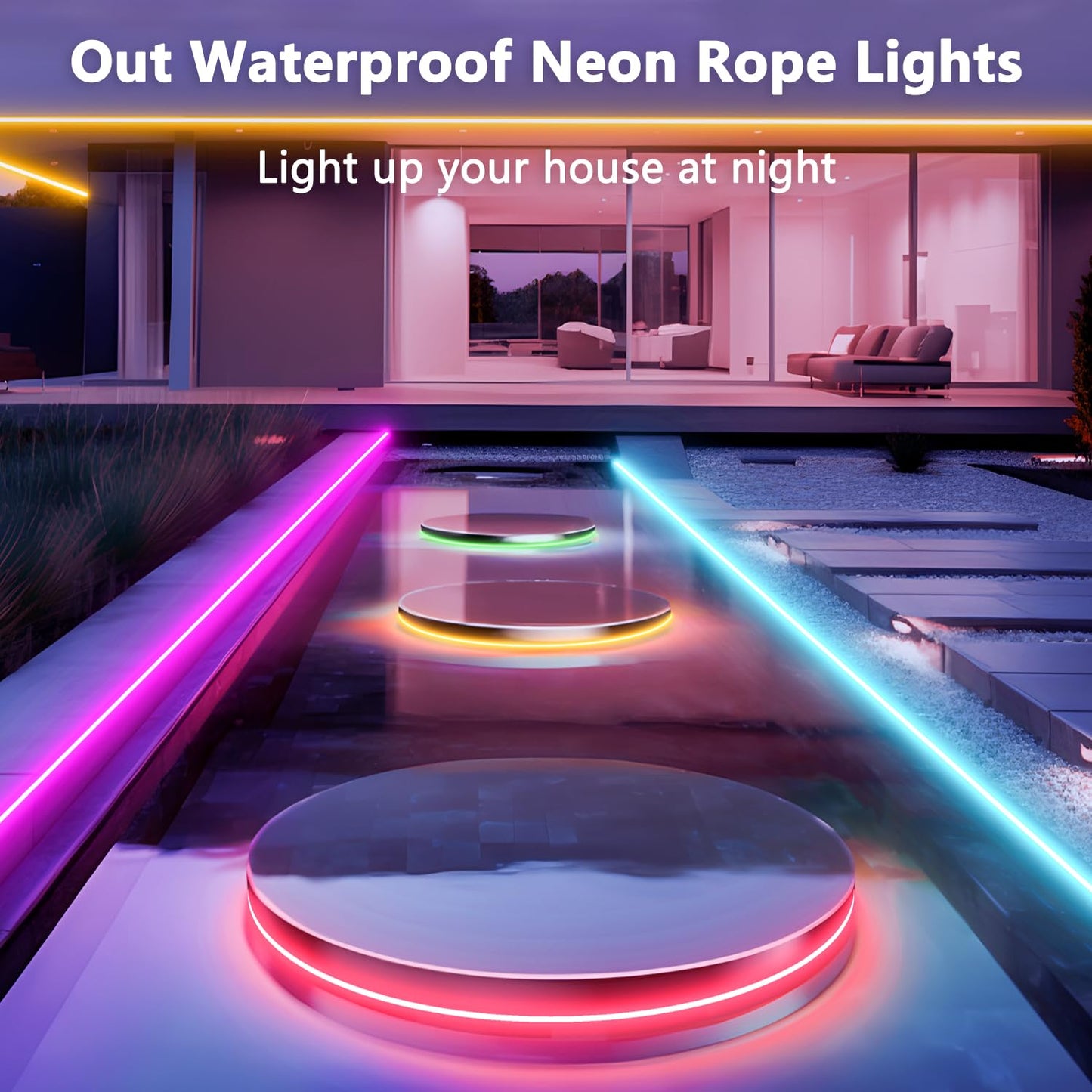 YILINM Neon RGB Rope Lights,IP67 Waterproof,Flexible Led Rope Lights,Control with App/Remote,Music Sync,for Gaming Room Living Bedroom Wall Decor (20FT)