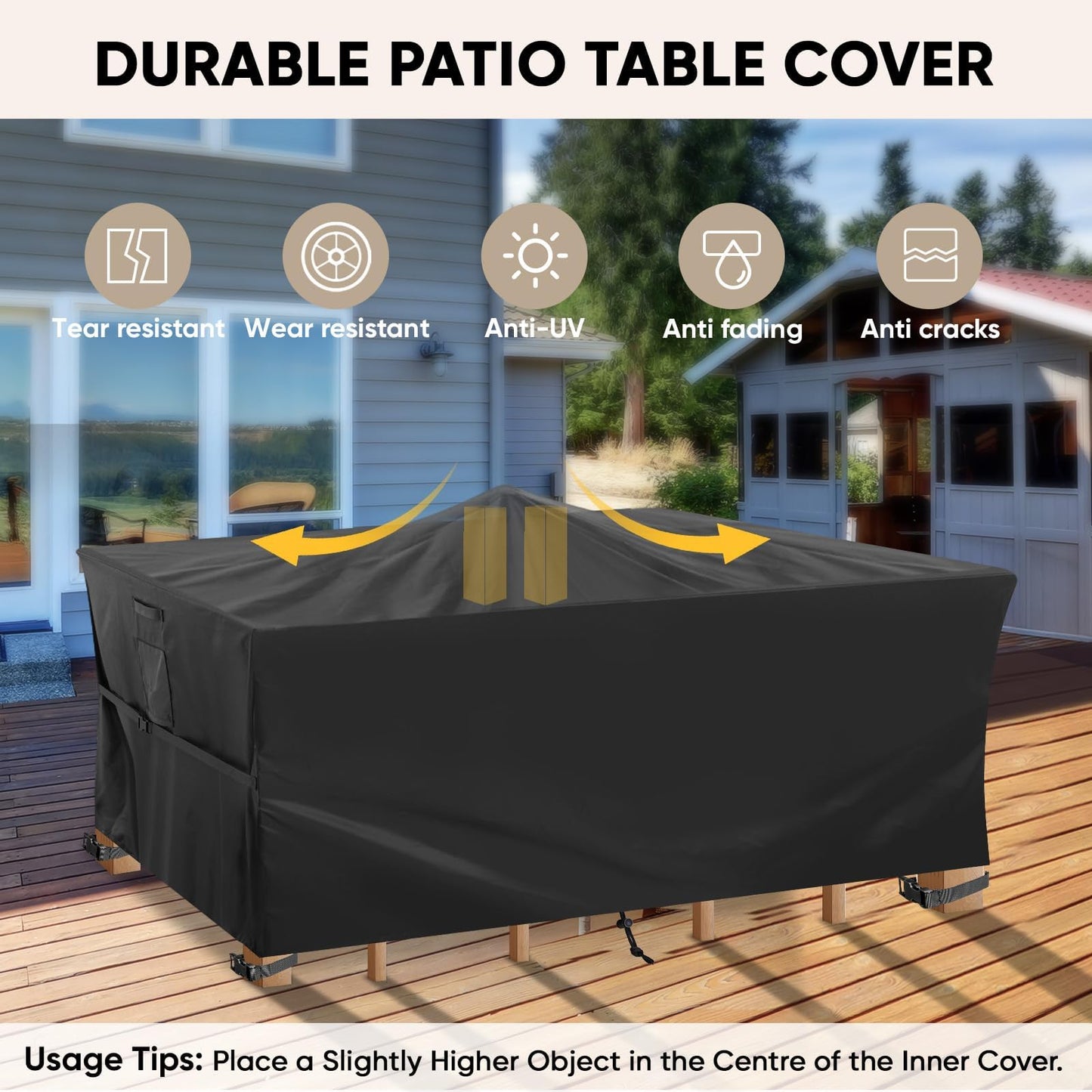BALEINE Patio Furniture Covers, Outdoor Furniture Covers Waterproof, Heavy Duty Oxford Patio Table Cover for Outdoor Table, Chair, Sofa, Desk (Black, 108"L x 82"W x 28"H)