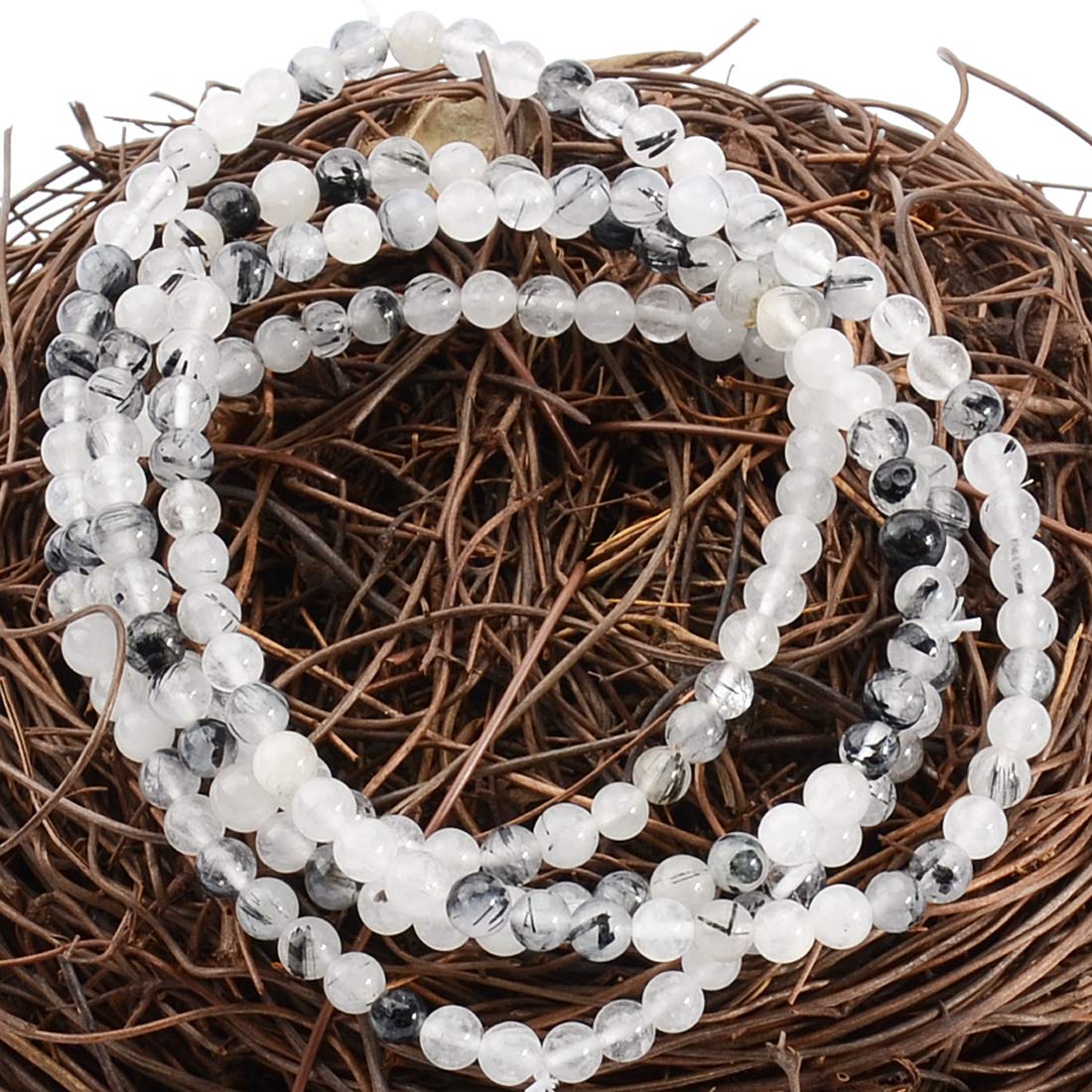 MASSIVE BEADS Tourmaline Quartz - Stone of Unbeatable - Handmade Yoga Stretch Elastic Bracelet Natural Stone Crystal Healing Power Energy Gifts for Unisex Adult 4mm
