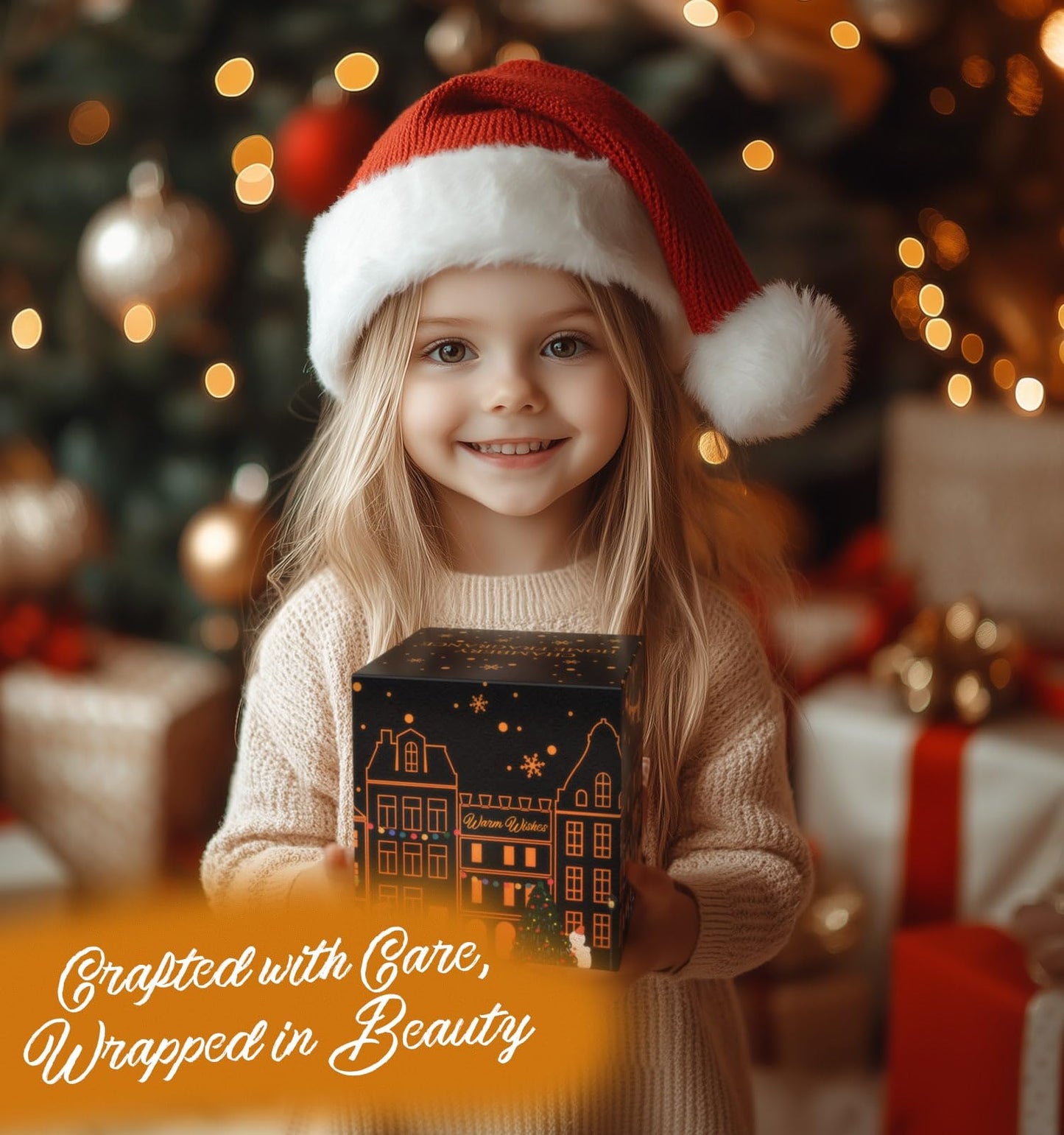 Merry Christmas Candles with Warmer LED, Christmas Decor Gifts Winter Candle with Apple Spice Scent, Apple Candles Over 40 Hours Burn Time, Home Decorations Indoor, 100% Soy Wax,Black