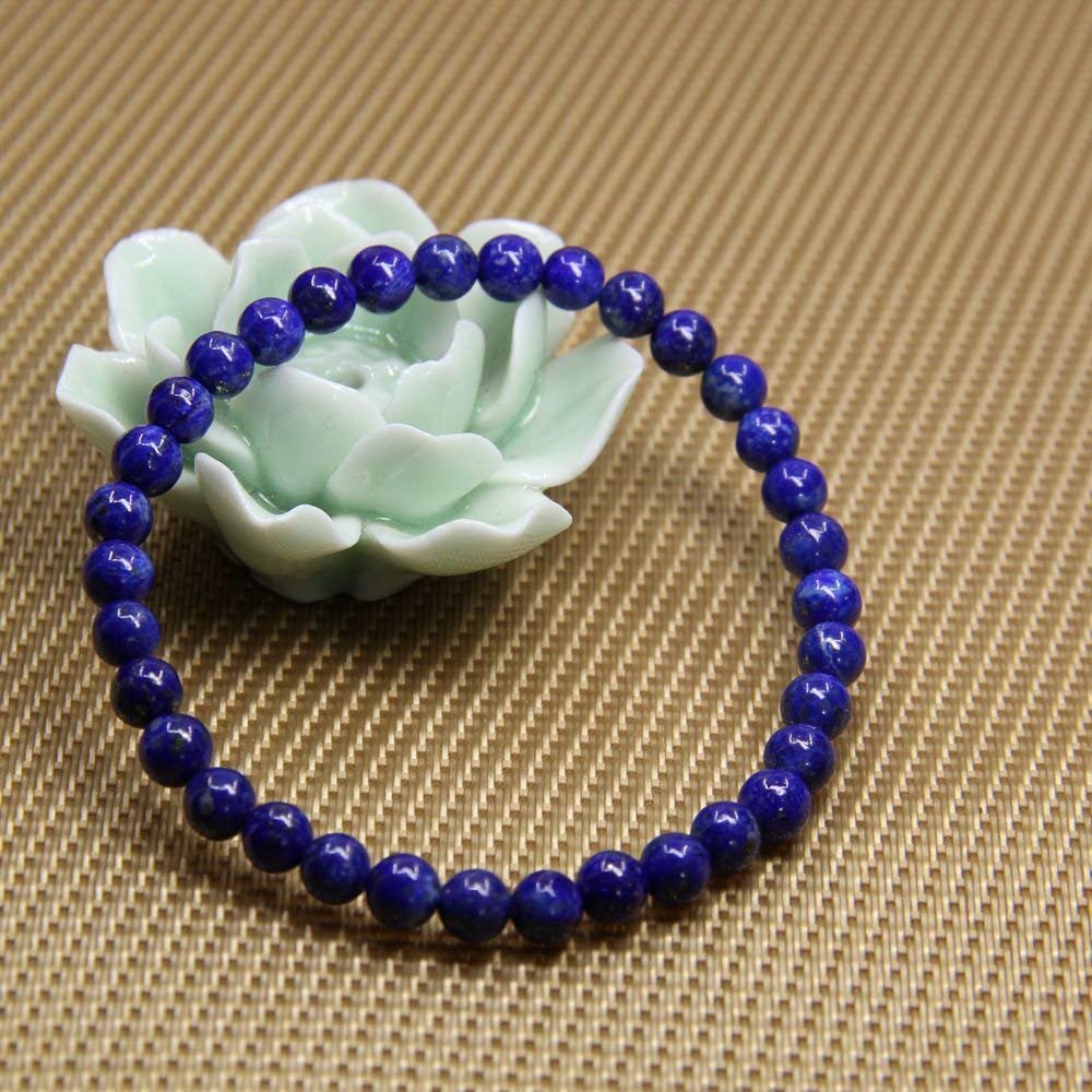 Angelstones Handmade Natural Lapis Lazuli Healing Gemstone 6mm Round Beads Stretch Crystal Bracelet 7 Inch Unisex