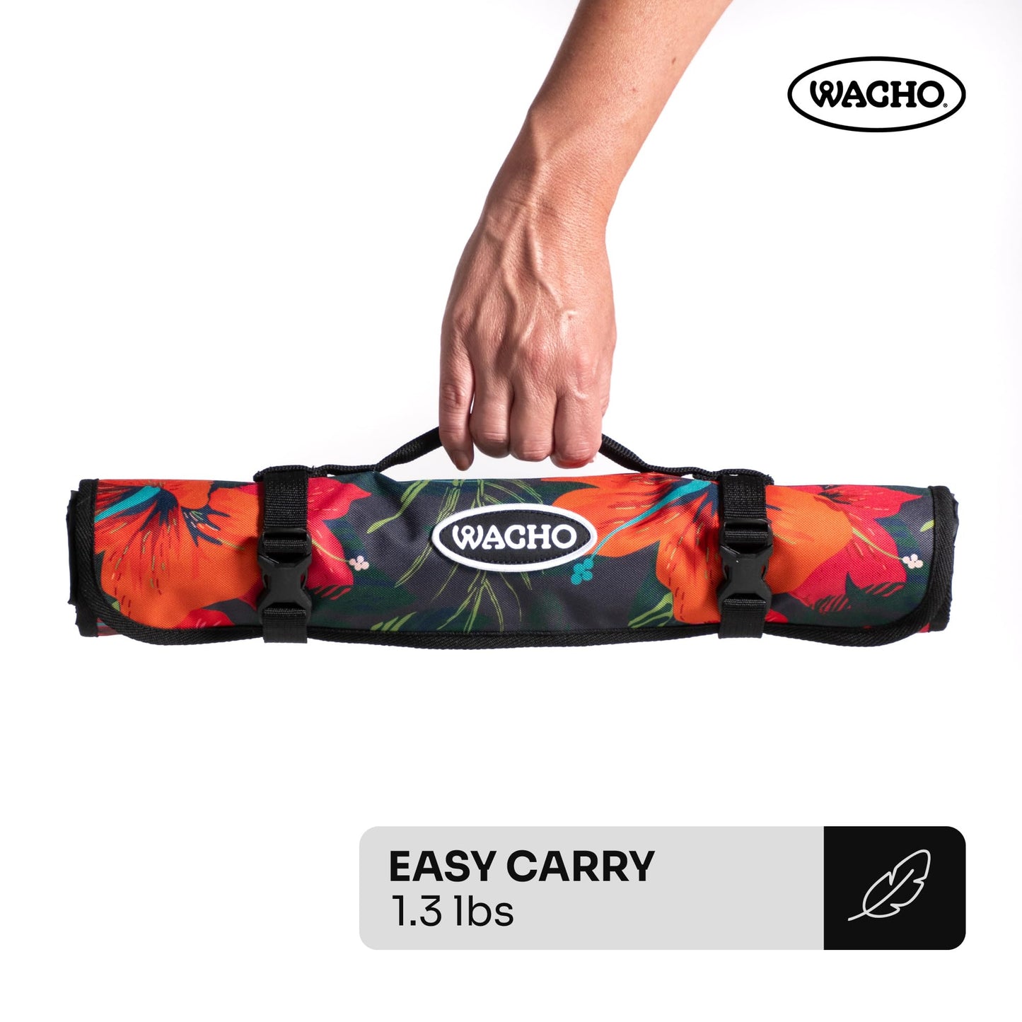 Wacho Beach Blanket Waterproof Sandproof and Picnic Blanket - Large Outdoor Blanket for Camping, Beach & Travel - Foldable Picnic Mat with Carry Bag- Beach Essentials - Hibiscus Floral
