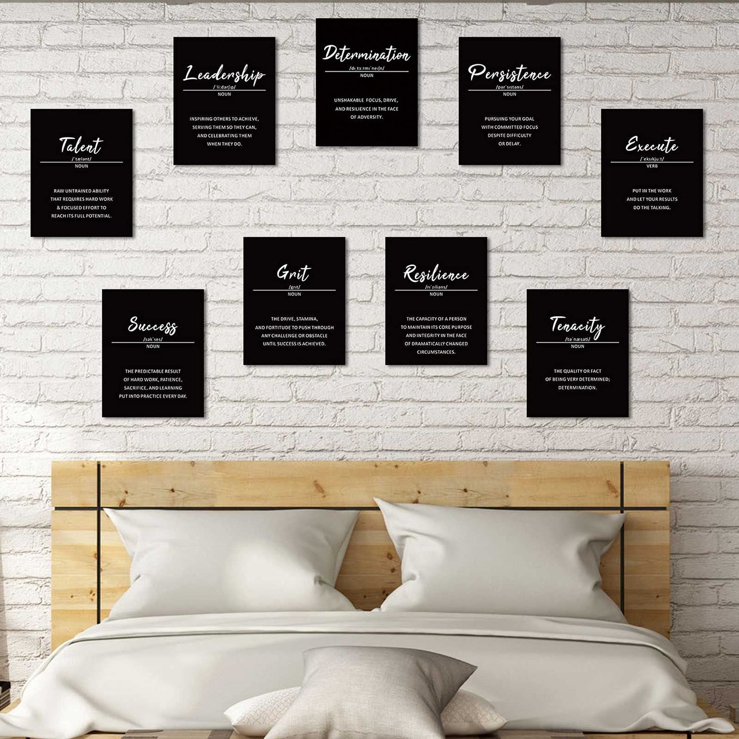 Outus 9 Pieces Inspirational Phrases Posters Wall Decor Motivational Sayings Quote Positive Prints for Teens Adults Living Room Office Classroom Bulletin Board Decor,Unframed,8 x 10 Inch (Black)