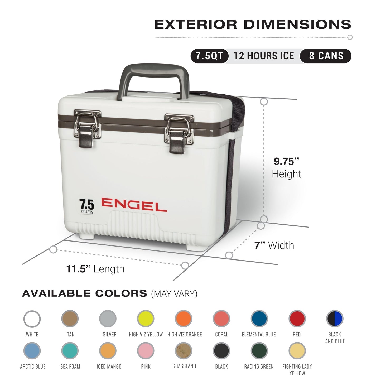 Engel UC7 7.5qt Leak-Proof, Air Tight, Drybox Cooler and Small Hard Shell Lunchbox for Men and Women in Arctic Blue