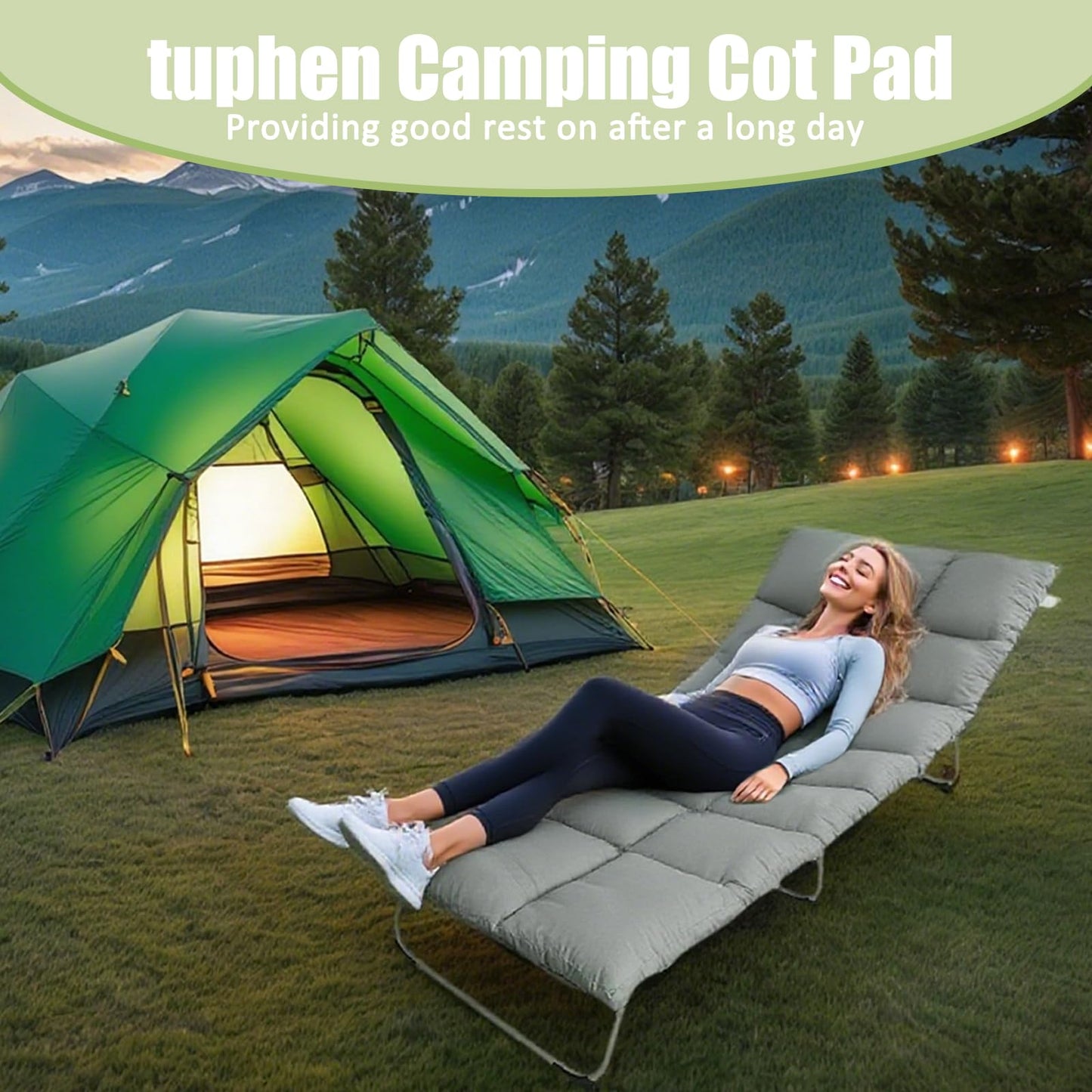 Tuphen Cot Mattress Pad-Cot Pads for Camping, Cot Mattress Topper, Camping Mattress Sleeping Pad 75"x30" Soft Lightweight Quilted Pads for Camp Cot/RV Bunk/Narrow Twin Beds (Grey)