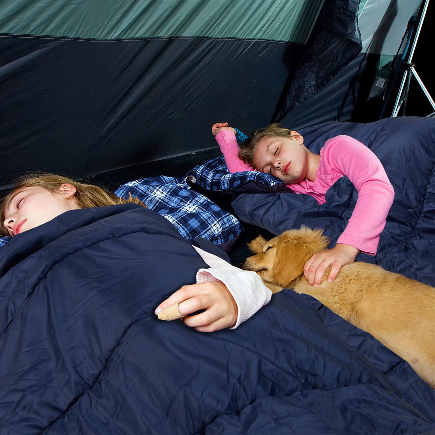 AGEMORE Cotton Flannel Double Sleeping Bag for Camping, Backpacking Or Hiking. Queen Size 2 Person Waterproof Sleeping Bag for Adults Or Teens. Lightweight with Compression Sack