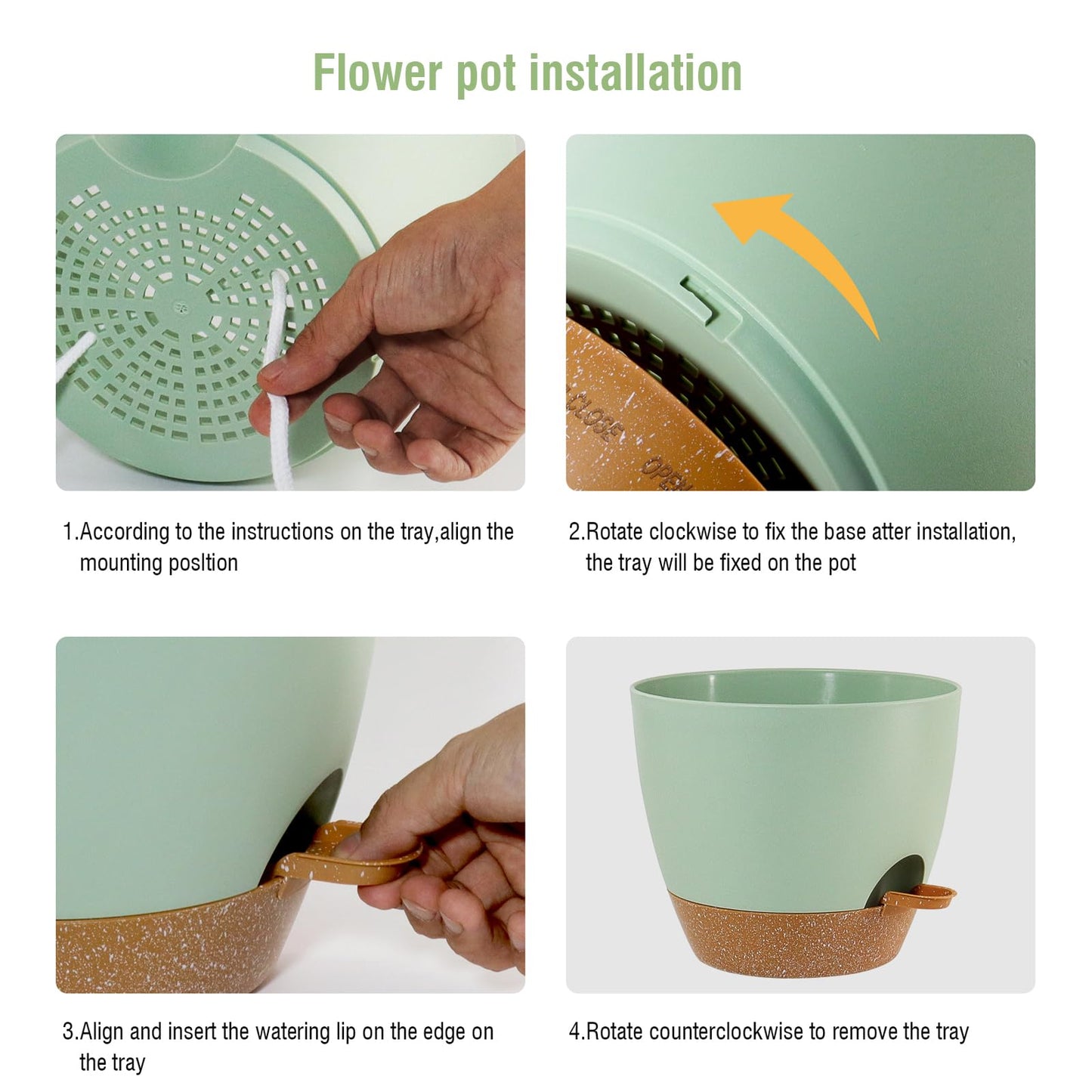WSMKSZ Big Self Watering Pots 12/10/9 inch, Planter, Plant Pots with Mesh Drainage Holes for Indoor Outdoor Garden Plants, Plastic Flower Pots with Removable Deep Reservoir, Green with Brown