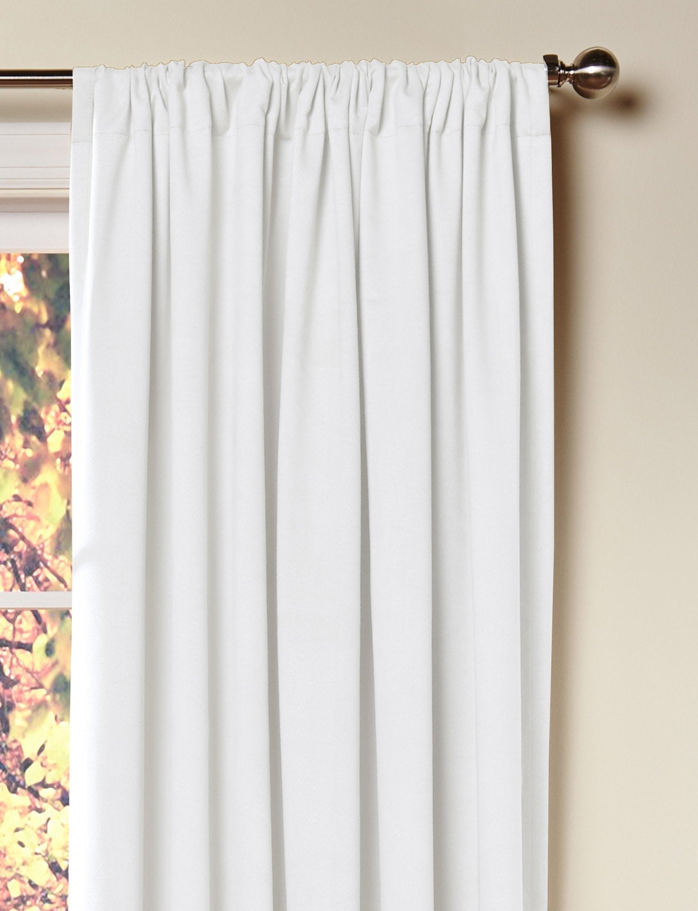COTTON CRAFT White Curtain Window Panel Drapes - Set of 2 - Thick Cotton Duck Fabric Reverse Tab Top Window Treatment - Bonus Tie Backs - Clean Crisp Elegant Look - Bedroom Living Room - 50 W x 84 L