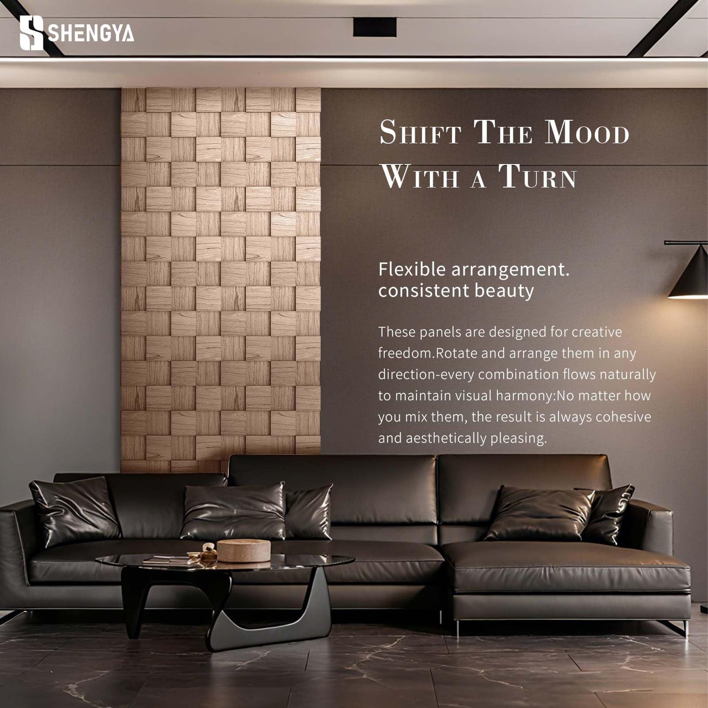 SSHENGYA 6-Pack Art 3D Wall Panels, Wood Textured Wall Panels, 15.7"×15.7" Modern Wall Panels for Interior Wall Decor, Living Room, Bedroom, Home Decor