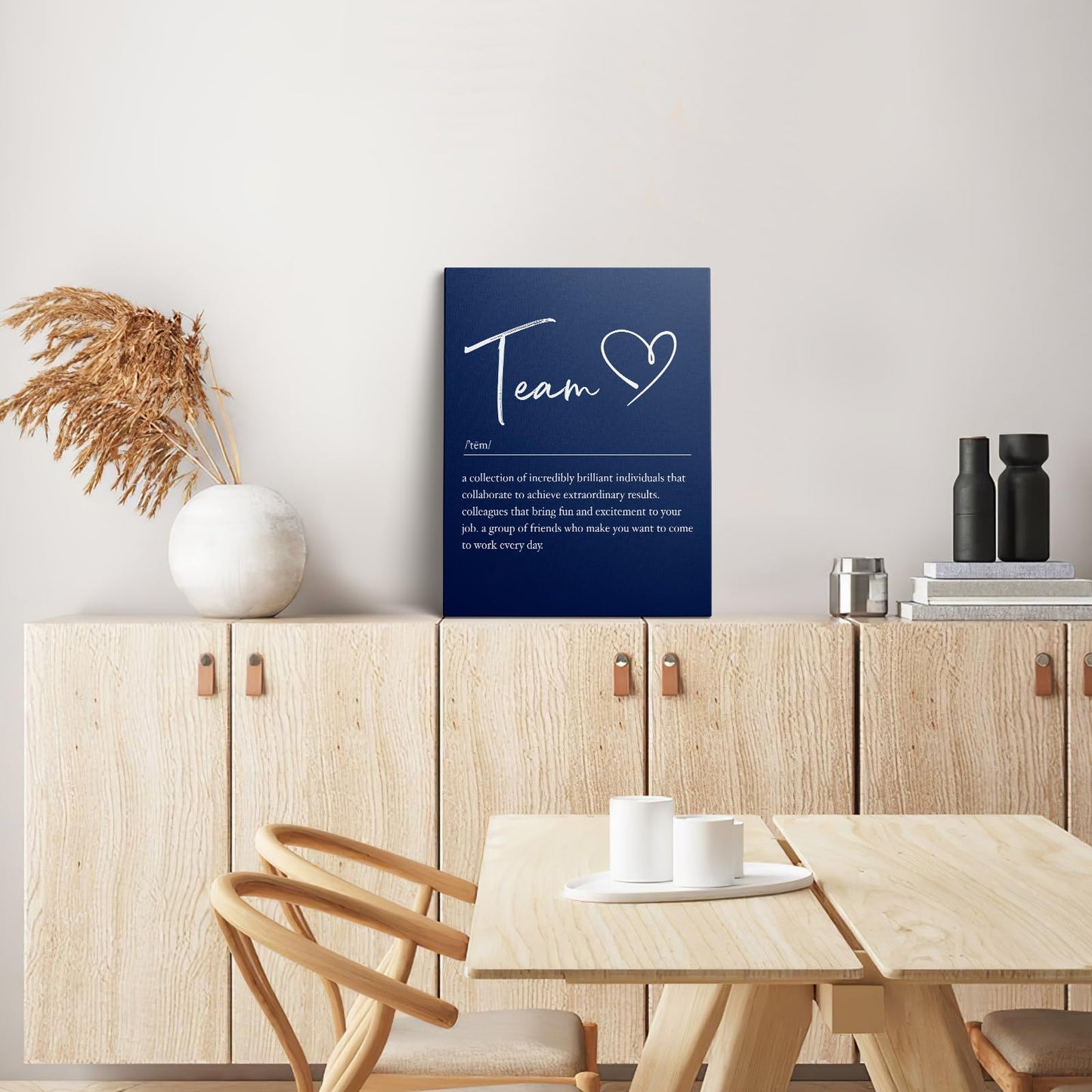 XWELLDAN Team Definition Poster Teamwork Wall Art for Office Decor, Office Artwork Wall Decor, Office Wall Decor, 11x14, Framed（navy blue）