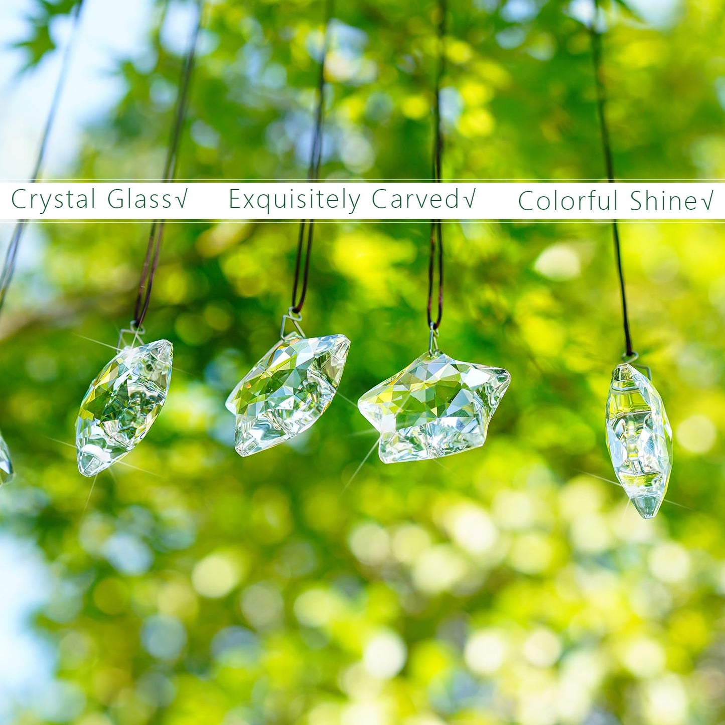 H&D HYALINE & DORA Set of 6 Crystal Glass Christmas Ornaments Clear Faceted Glass Christmas Star Crystal Hanging Ornaments for Xmas Tree Winter New Year Party Supplies