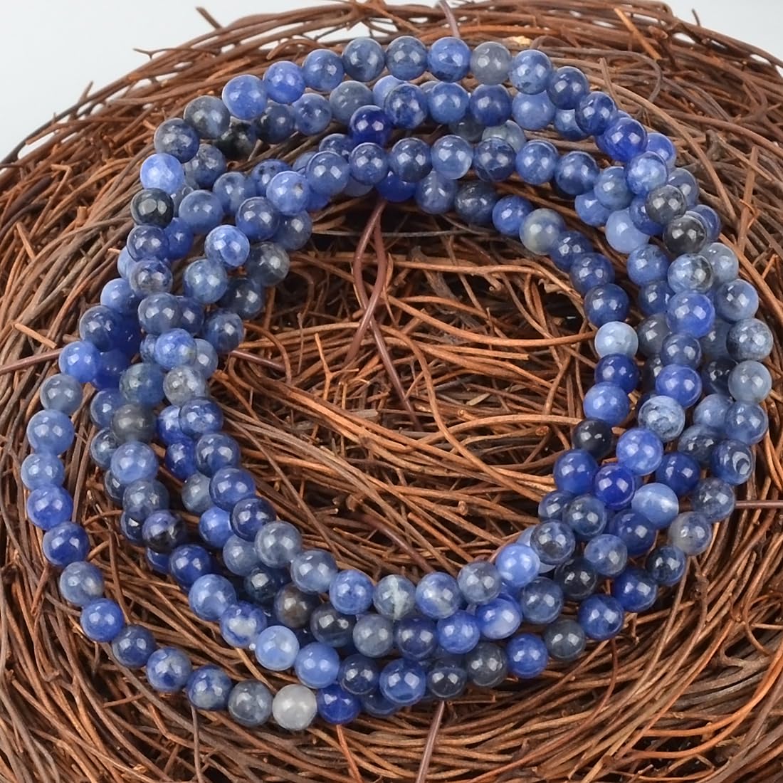 MASSIVE BEADS Blue Sodalite - Stone of Wisdom - Handmade Yoga Stretch Elastic Bracelet Natural Stone Crystal Healing Power Energy Gifts for Unisex Adult 4mm