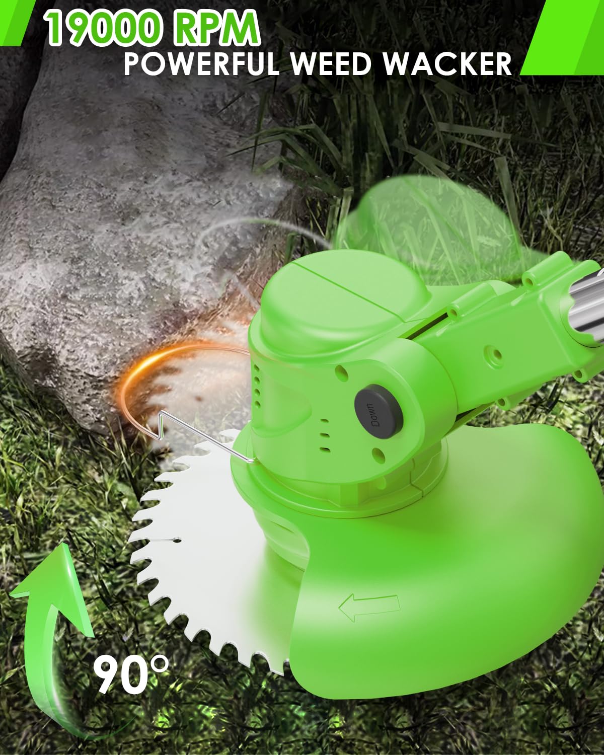 Cordless Weed Wacker Battery Powered, 2-in-1 Electric String Trimmer & Edger, 21V Foldable Grass Cutter with 2.0Ah Battery and Charger, Lawn Tool for Garden Yard Maintenance