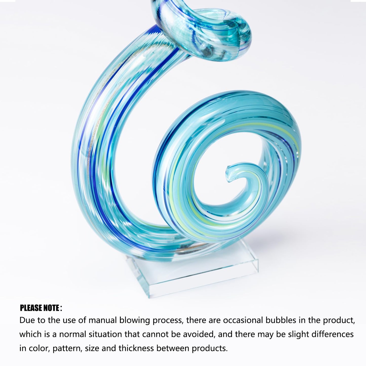 15" Tall Hand-Blown Murano-Style Glass Sculpture Statues Art Ornament Statue Figurines Home Decor Accent Piece Coastal Ocean Nautical Home Decor,Shelf,TV Stand,Tabletop Centerpieces,Wonderful Gift