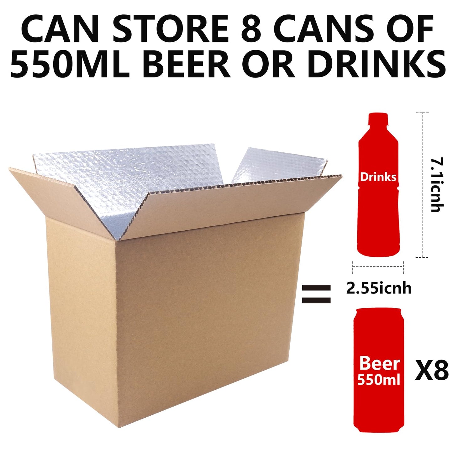 6 Pack Insulated Shipping Box for Shipping Frozen Food Cold Shipping Boxes Large Foil Cooler Carton Moving Kits for Mailing Packing (Box Size 11 x 6.1 x 7.1 Inch)