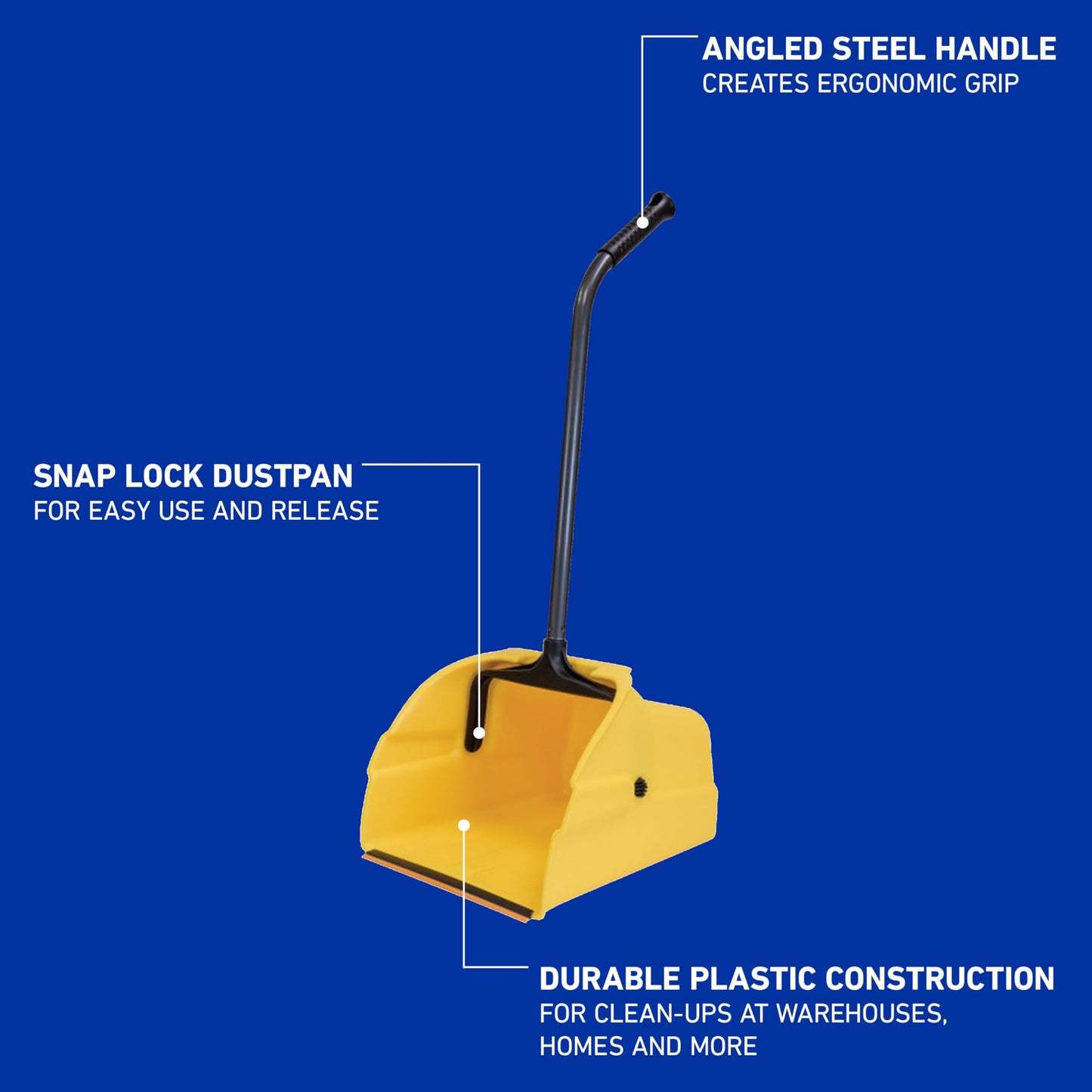 Quickie Debris Dustpan with Handle, Jumbo Debris Pan, Trash Collection for Industrial/Professional Cleaning