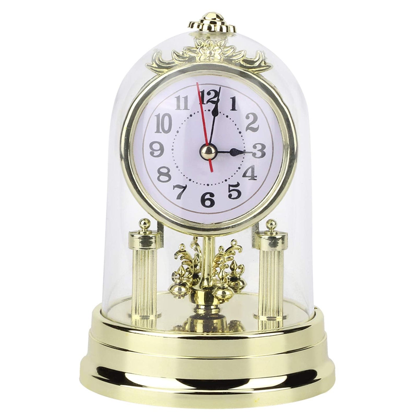 Aramox Retro Living Room Clock, European Retro Style Living Room Clock, Antique Silent Table Clock Home Decor for Home, Office, Hotel (Gold)