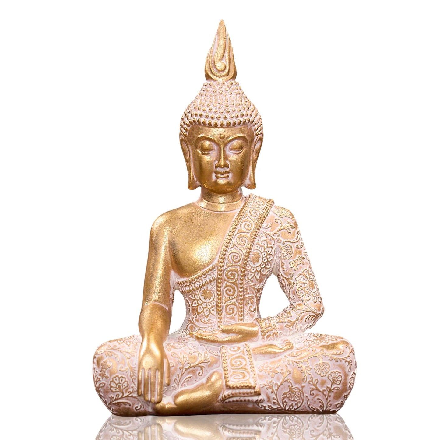 Swaite Golden Resin Buddha Statue7.87 Inch Serene Spiritual Art Piece, for Office Altar Collection to Enhance Focus & Mindfulness