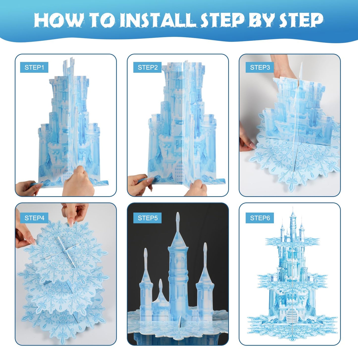 Zopeal 3 Tier Snowflake Cupcake Stand Party Decorations Snowflake Cupcake Stand Cake Holder Winter Snow Themed Cake Holder Winter Dessert Stand for Girls Kids Winter Birthday Party Supplies