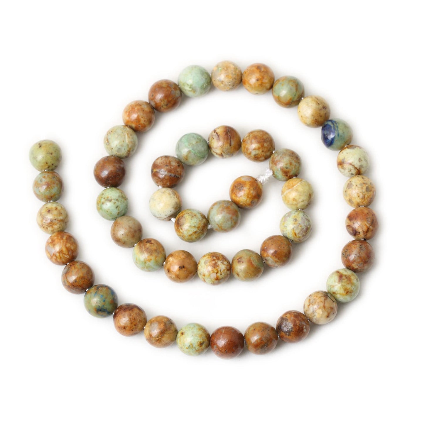 CHEAVIAN 45PCS 8mm Natural Peacock Turquoise Gemstone Round Loose Beads for DIY Bracelet Necklace Earrings Jewelry Making 1 String 15 Inches