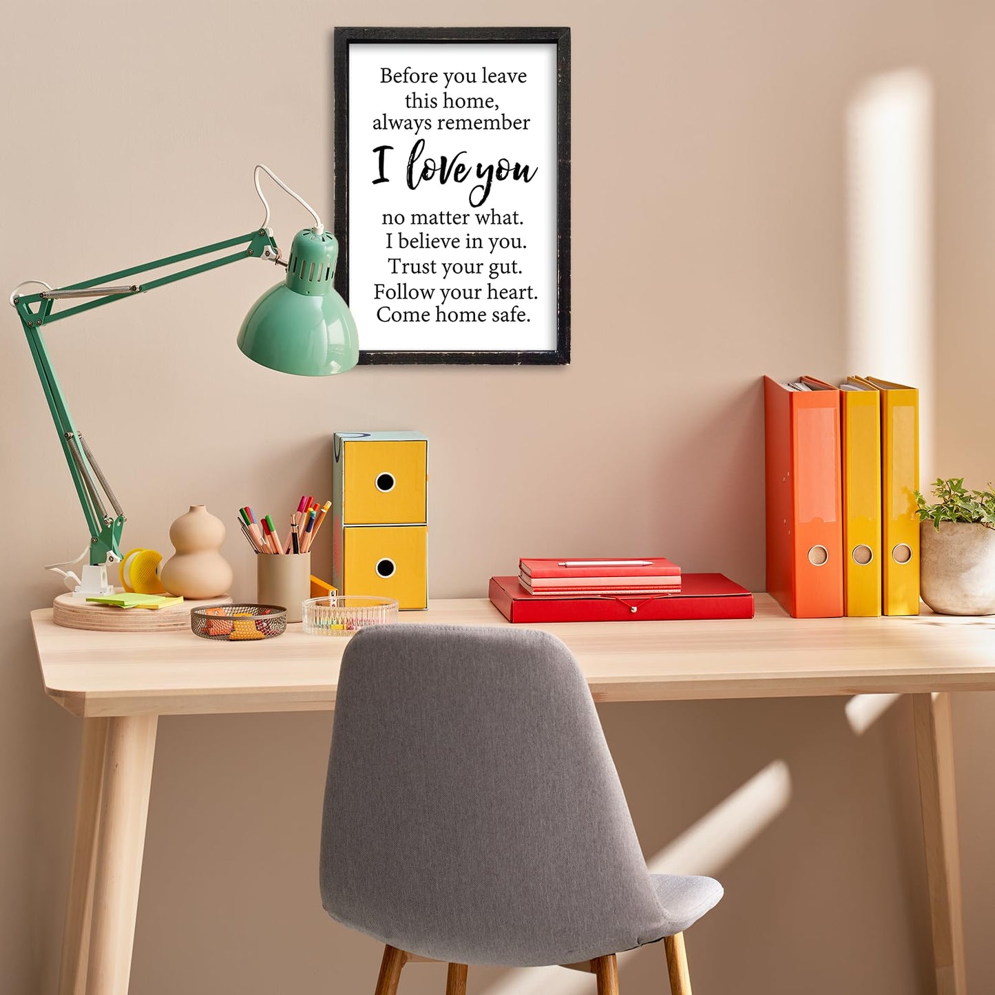 Before You Leave This Home Sign Wall Art Decor 16x11 Inch Rustic Farmhouse Living Room I Love You Inspirational Family Wood Framed Sign Entryway Motivationa And Romantic Wall Hang (Black)