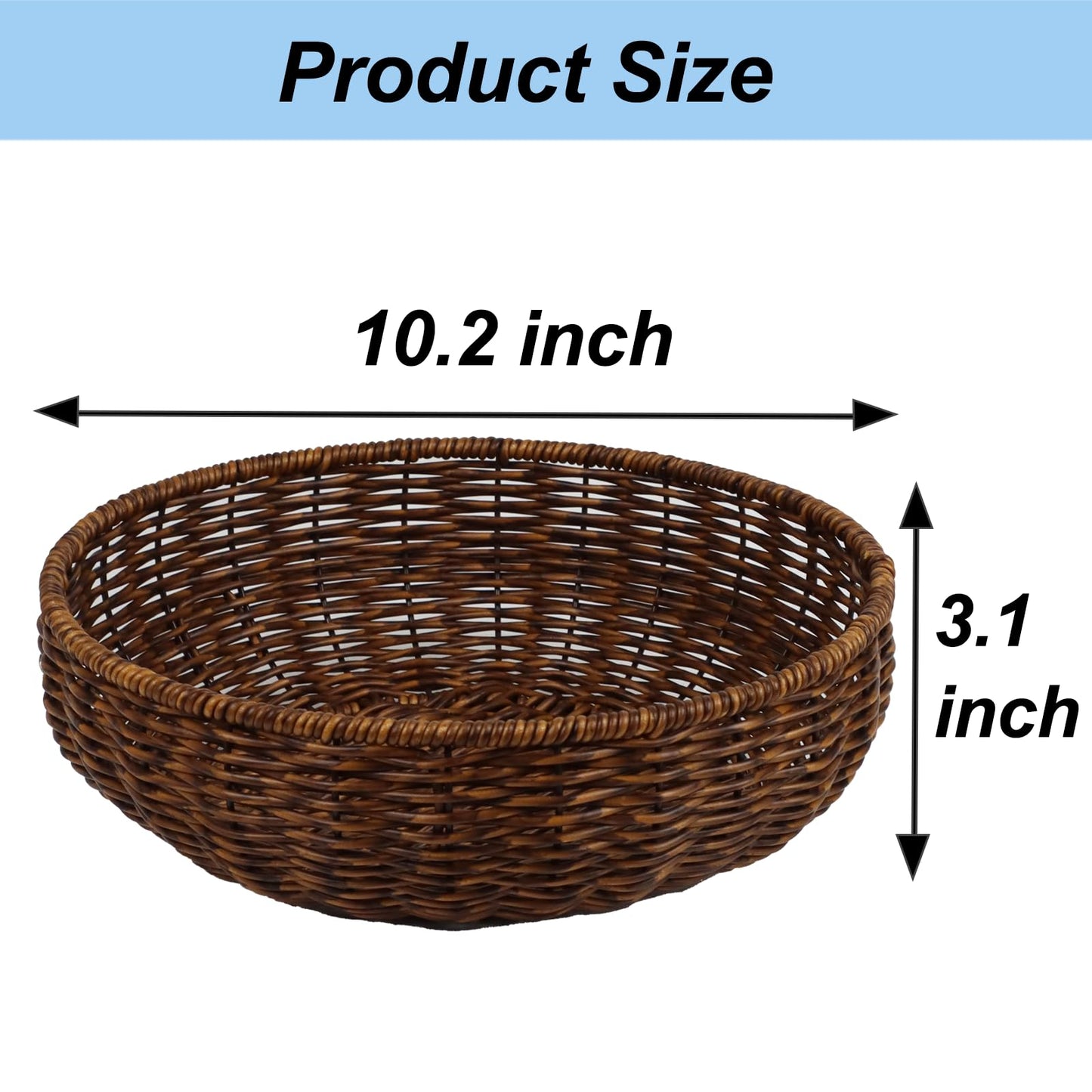 ORDELITE Fruit Baskets Bowl for Kitchen Counter, Round Bread Woven Wicker Basket, Candy Bowl Dish for Fruits, Breads, Vegetables,Snacks, Food (Large)