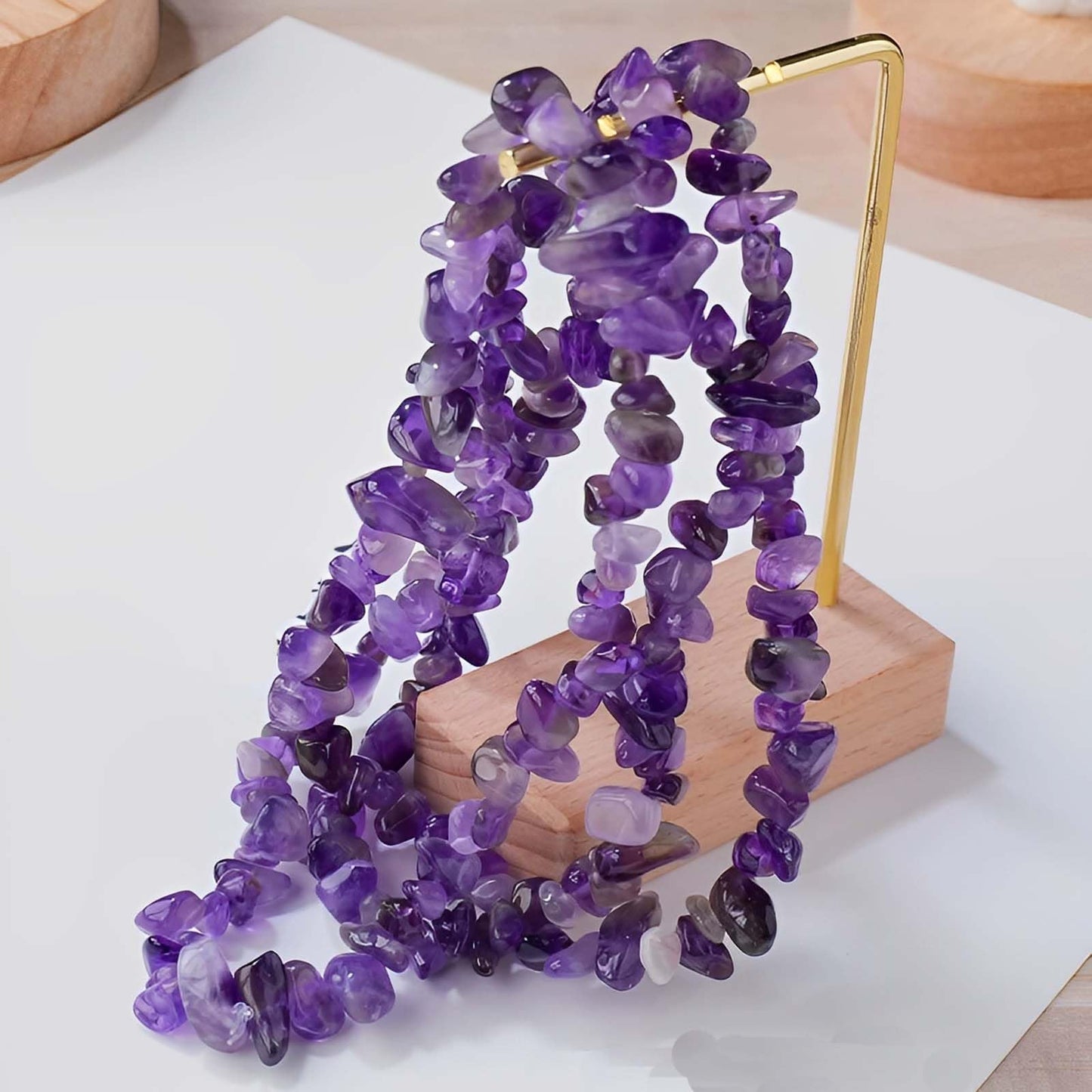 200pcs Natural Chip Stone Beads Gemstone Healing Crystal Loose Rocks Bead Irregular Glass Seed Charm Beads Drilled DIY for Jewelry Bracelet Necklace Earrings Making Crafting Supplies (Purple, 5-8mm)
