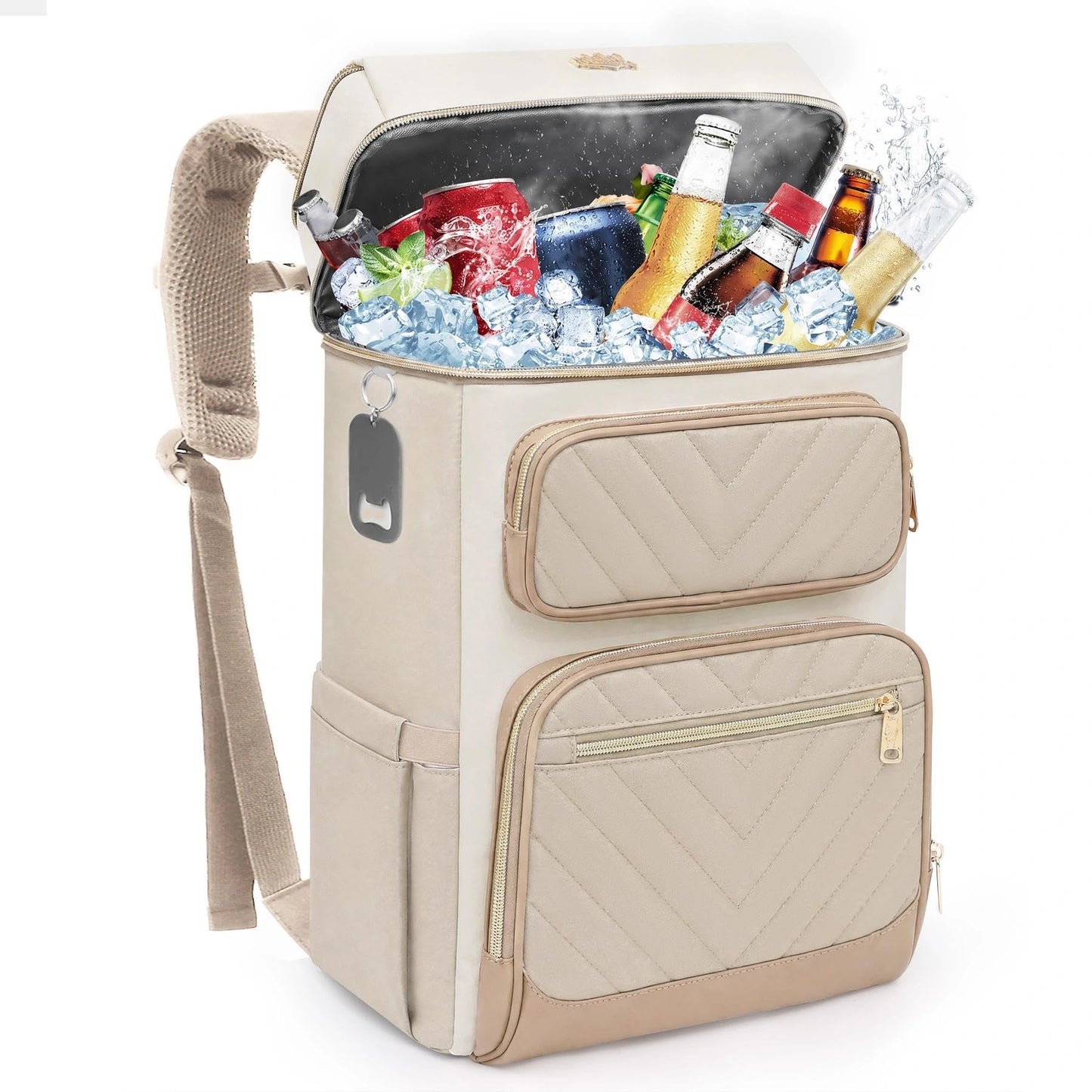 AMNOW Backpack Cooler Insulated Leak Proof, Soft Sided Cooler Backpack for Men Women, Beach Cooler Bag for Camping Hiking Picnic Khaki