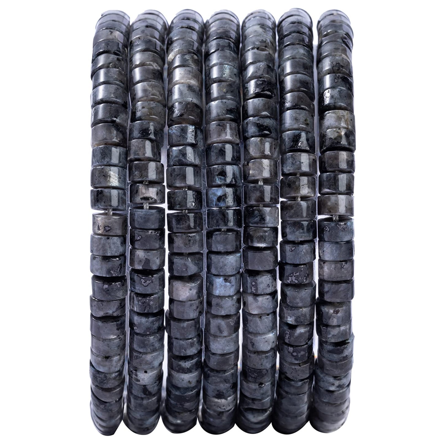 Natural Black Spectrolite Stone Spacer Beads 6x3mm 38cm/str Flat Round Loose Semi Gemstone Caps for Making Bracelets Necklace