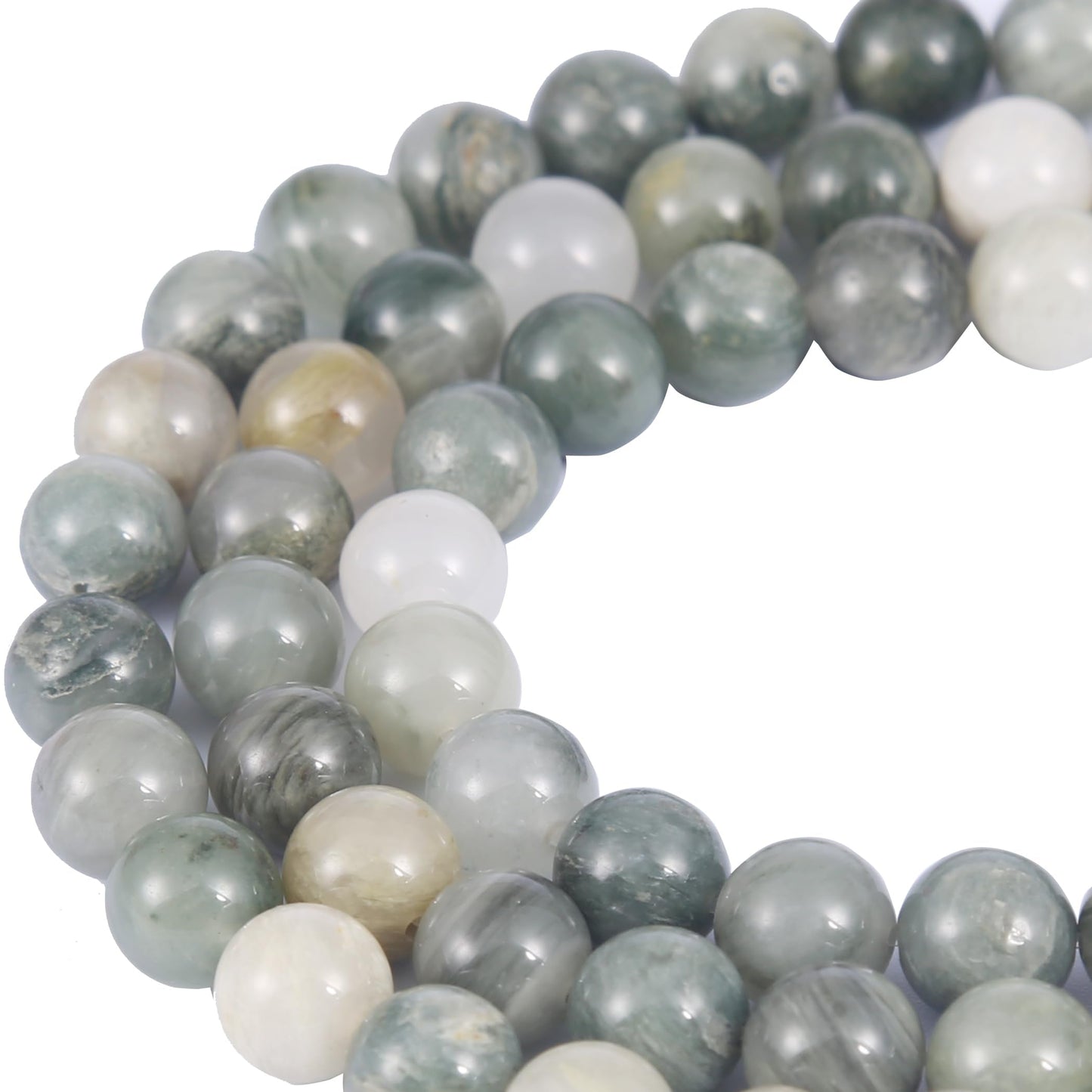 Natural 8mm Green Amphibole Gemstone Beads Energy Healing Crystal Round Loose Stone Beads for Jewelry Making, DIY Bracelets Necklaces