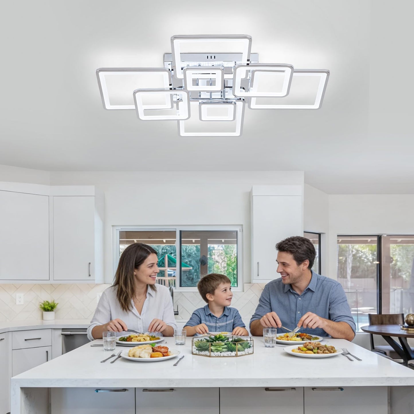 Vloitgol Modern Ceiling Light Fixtures Dimmable Flush Mount Modern Led Ceiling Light with Remote Control, Acrylic Ceiling Lighting Fixture for Living Room Dining Room Kitchen Ceiling Lamp