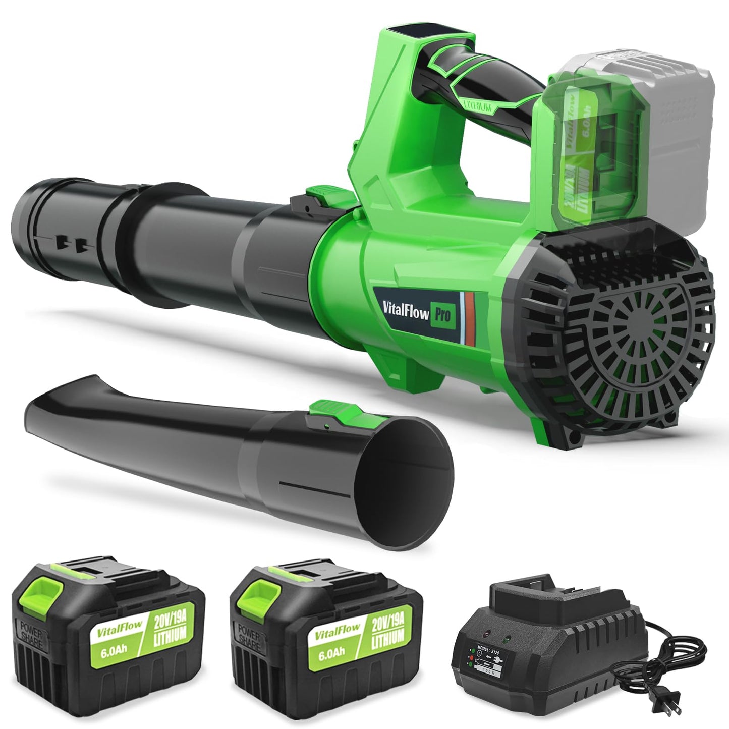 Cordless Leaf Blower with 2× 6.0Ah Batteries and Charger, 540CFM/170MPH Battery Powered Leaf Blower, 6 Speeds, Lightweight Electric Leaf Blowers for Lawn Care, Patio, Dust and Leaves Cleaning 2025
