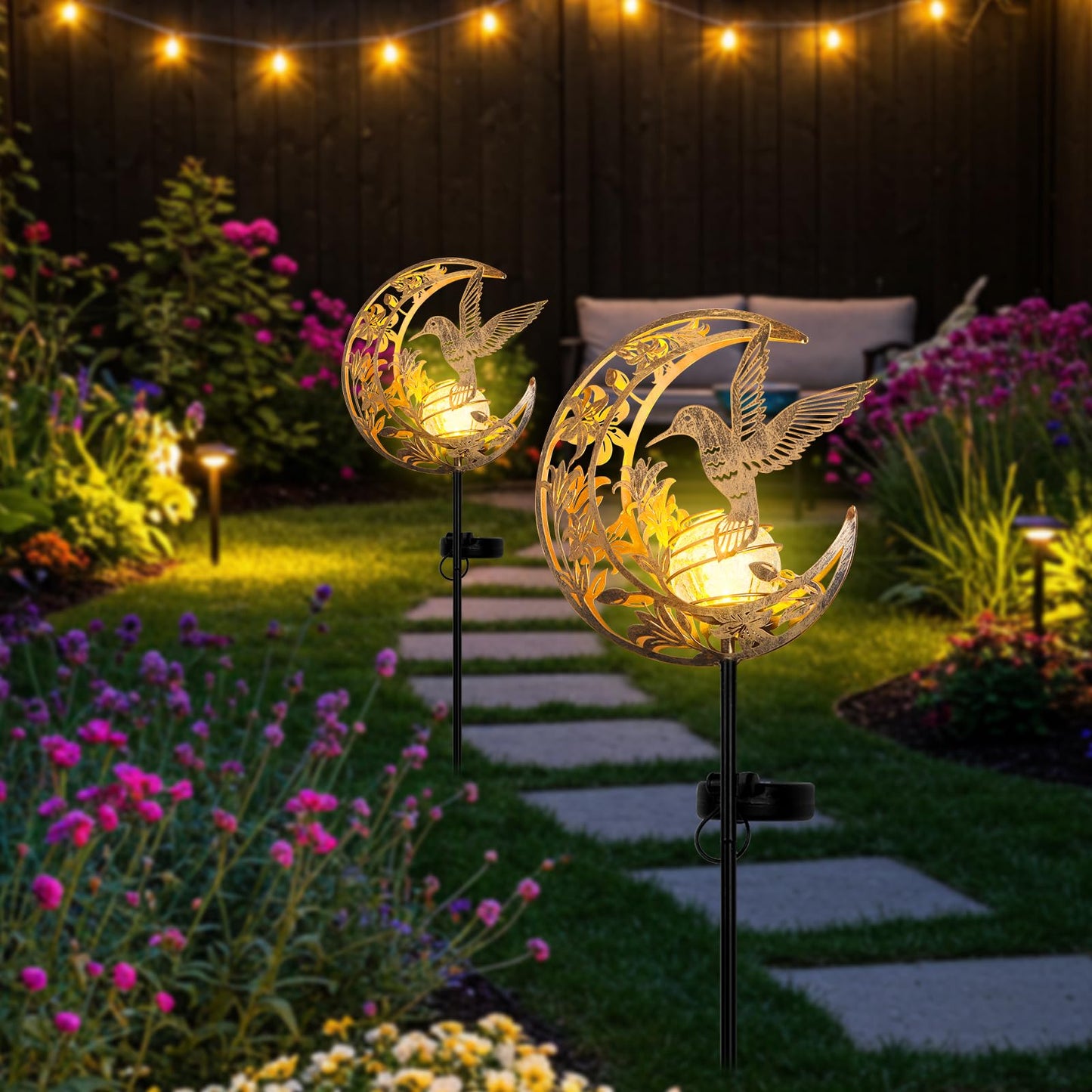 JOBOSI Solar Moon Hummingbird Decorative Light Gift Portable Decorative Ground Stake Light, Gifts for Women Mom Grandmothers, Garden Lawn Decor Christmas & New Year Gift
