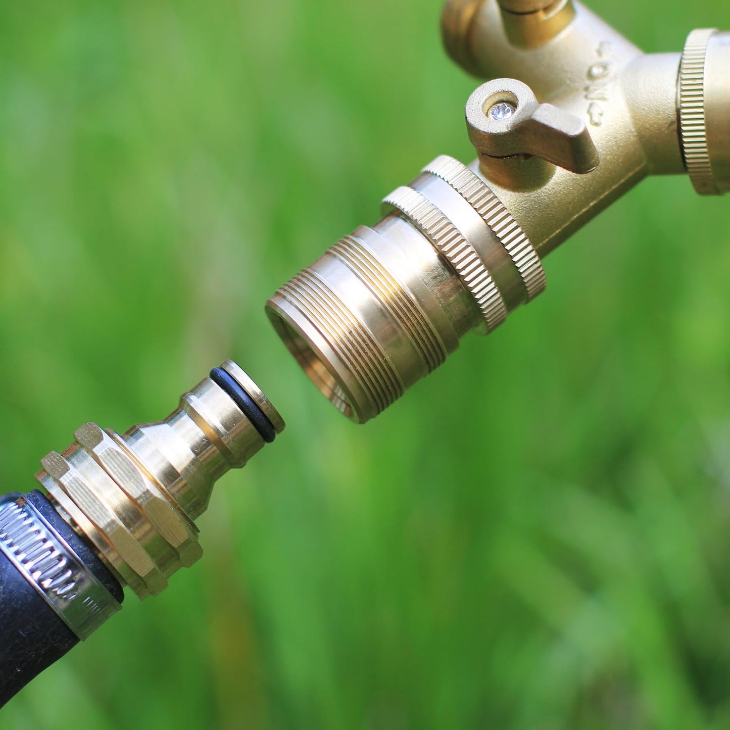 SIGURANTA Garden Hose Quick Connect Solid Brass 3/4 inch GHT Internal Thread Quick Connect Fittings Famale Quick Connector 2 Set