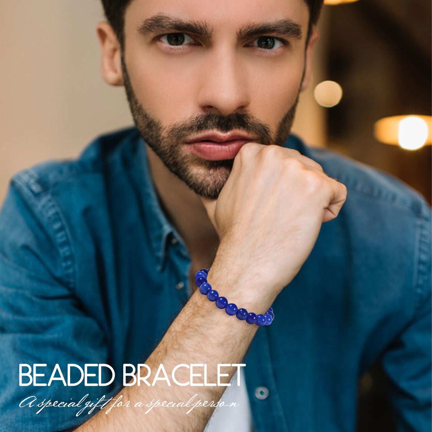 RUIQLXHANG Natural Stretch Lapis Lazuli Bracelet 10mm Healing Crystal Beads Bracelet for Women Men Energy Quartz Chakra Jewelry Meditation Emotion Control Stress & Anxiety Relief Bracelet