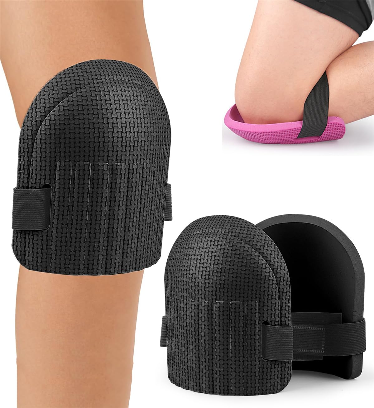 Price Xes Foam Knee Pads - Sturdy & Comfortable Knee Pads for Work, Construction, Cleaning Floors, Gardening - Men and Women Suitable Kneeling Cushions with Adjustable Elastic Band, 1 Pair (Black)