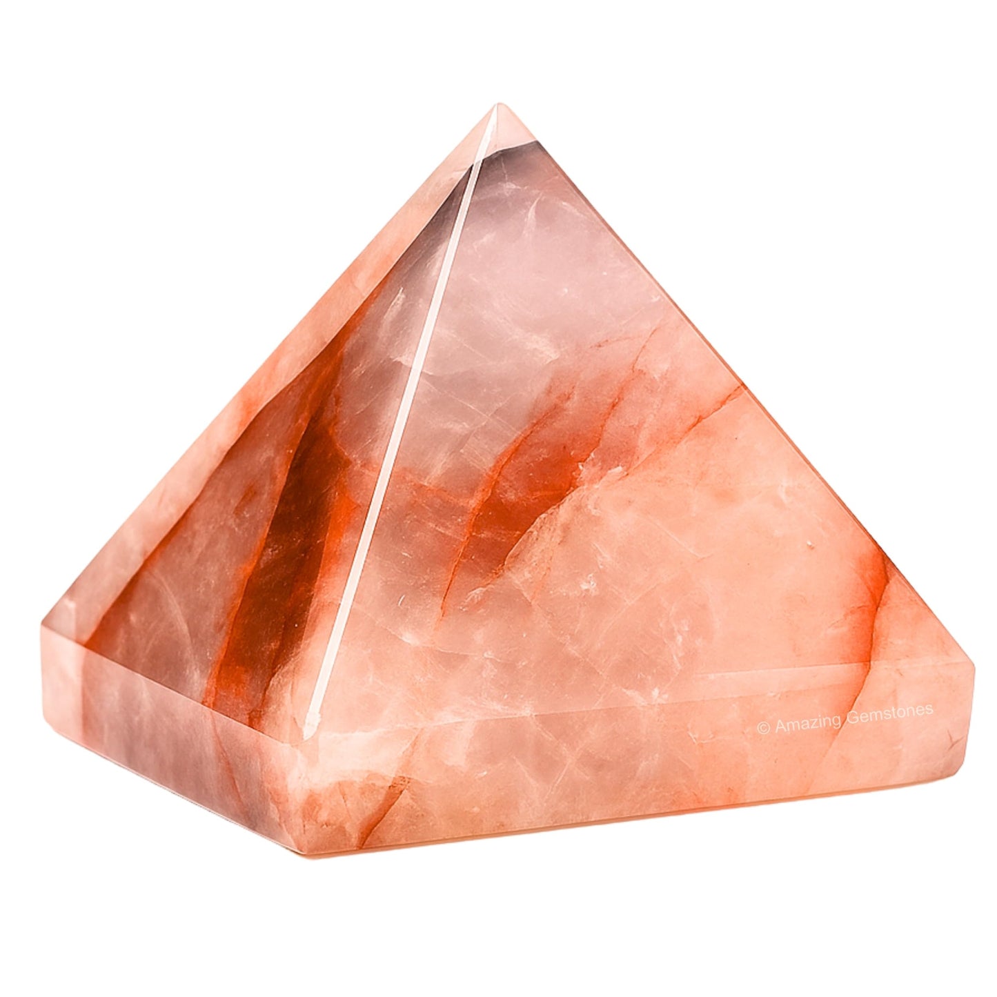 Amazing Gemstone Red Hematoid Quartz Pyramid Crystal Healing Stones - 2" Great Pyramid Figurine of Natural Stone Pyramid for Meditation, Reiki, Chakra Balancing and Crystal Pyramids Grid