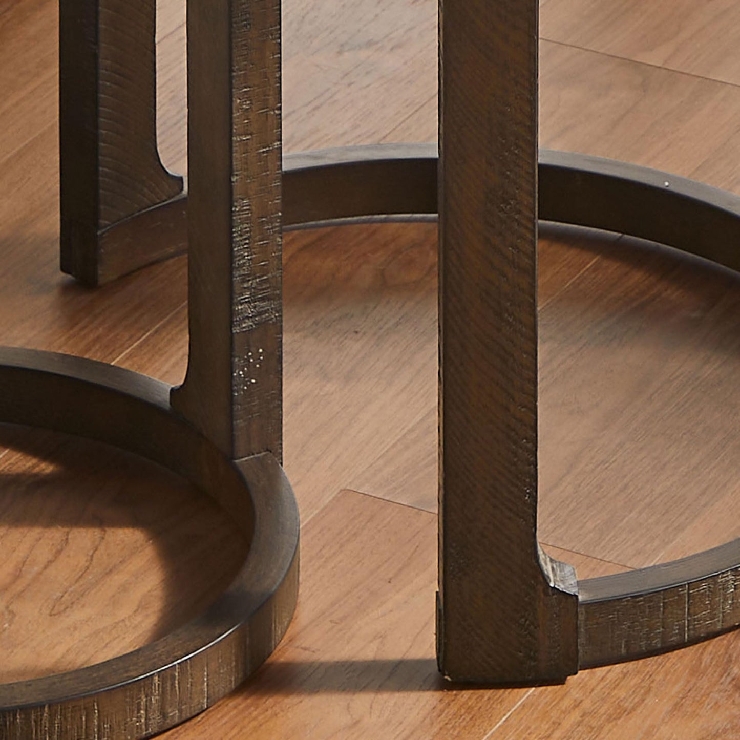 WILLIAMSPACE 24" Round Nesting Coffee Table Set of 2, Solid Wood Coffee Tables Mid Century Rustic Farmhouse Side End Tea Table for Living Room, Apartment (Drak Brown)
