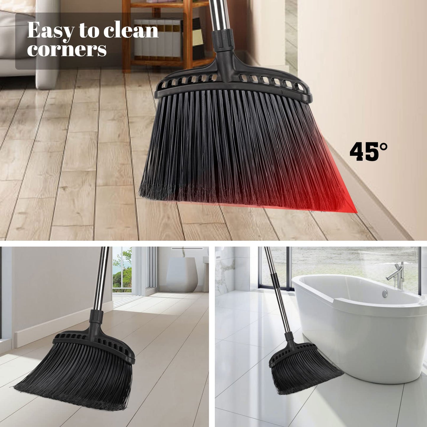 Outdoor Broom,Masthome Heavy Duty Broom,56" Brooms for Sweeping Outdoor,Angle Commercial Brooms with Hard Bristles, for Kitchen Home Office Garage Courtyard Lobby Lawn Concrete