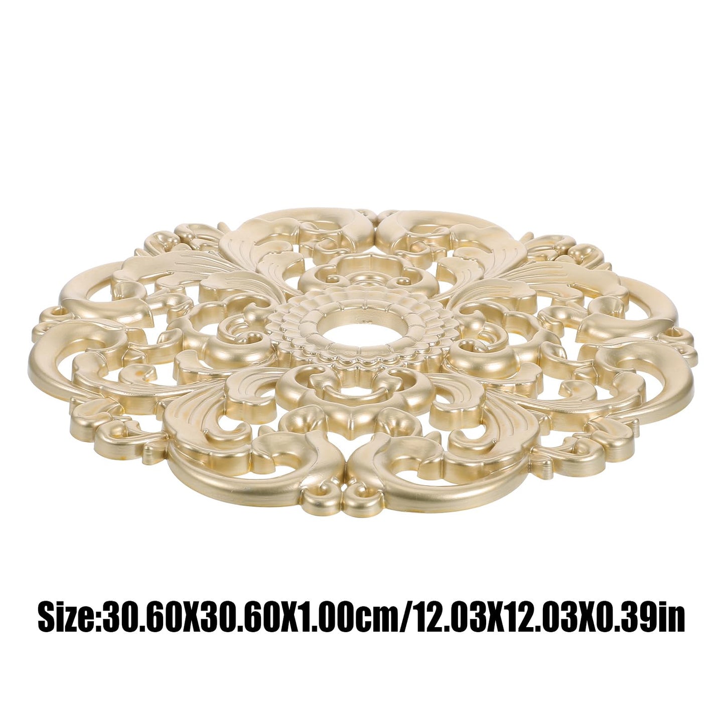 LUOZZY 2pcs European Style Ceiling Material Round Base Decorative Ceiling Light Decoration European Style Plastic Hollow Ornaments for Lighting Home Supply - Champagne Gold