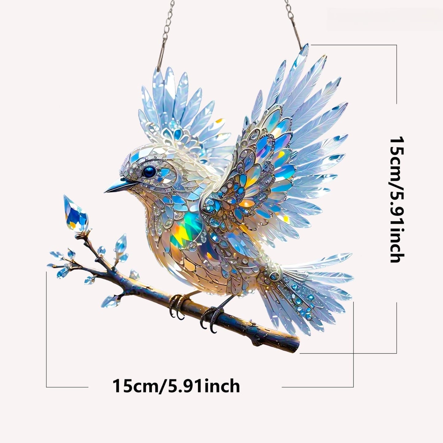 Stained Glass Window Hanging, Hanging Window Decor Pendant-Art Decorative Bird for Family, Friends and Bird Lovers